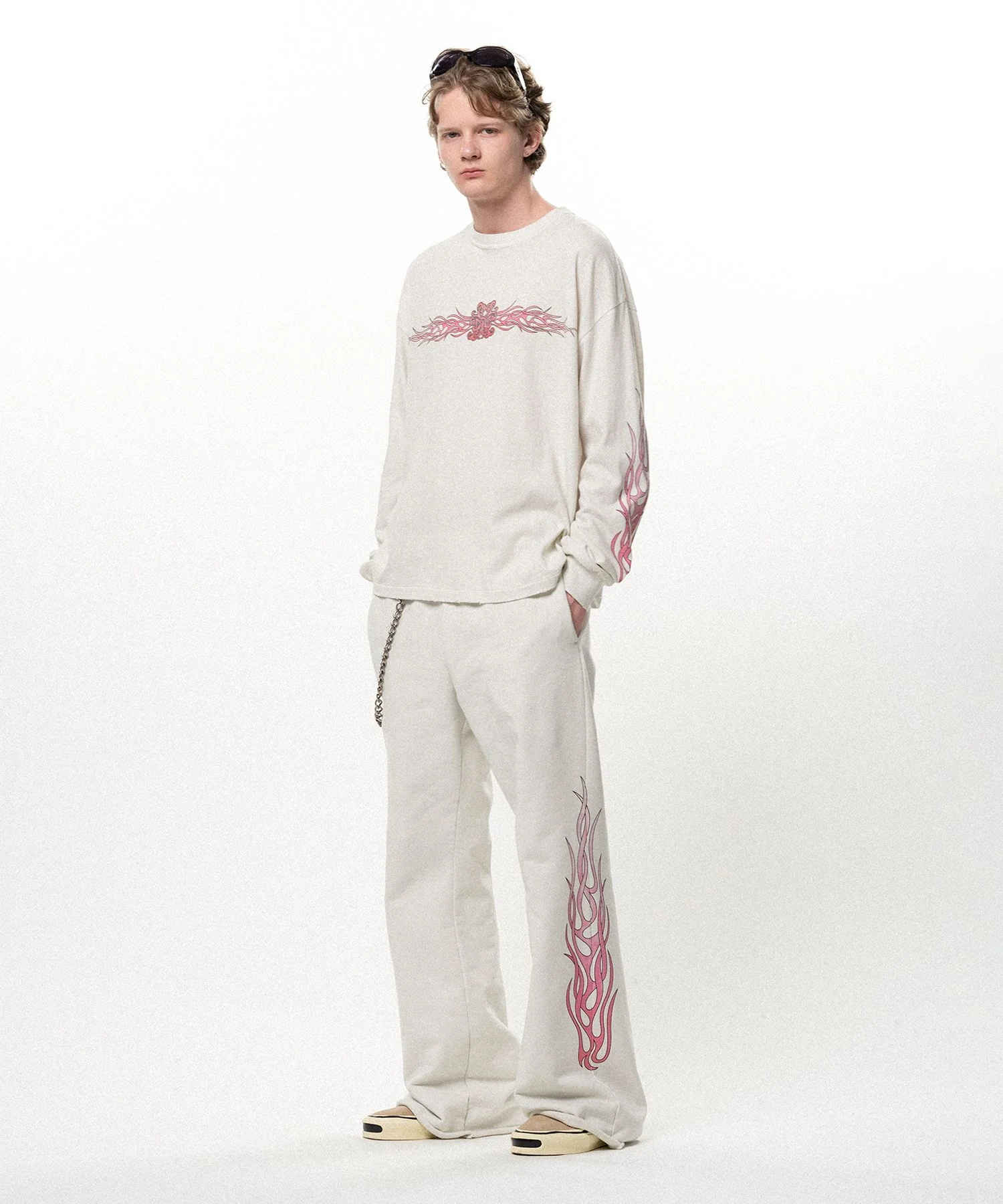 "FLAME" Bootcut Sweat Pants - 1