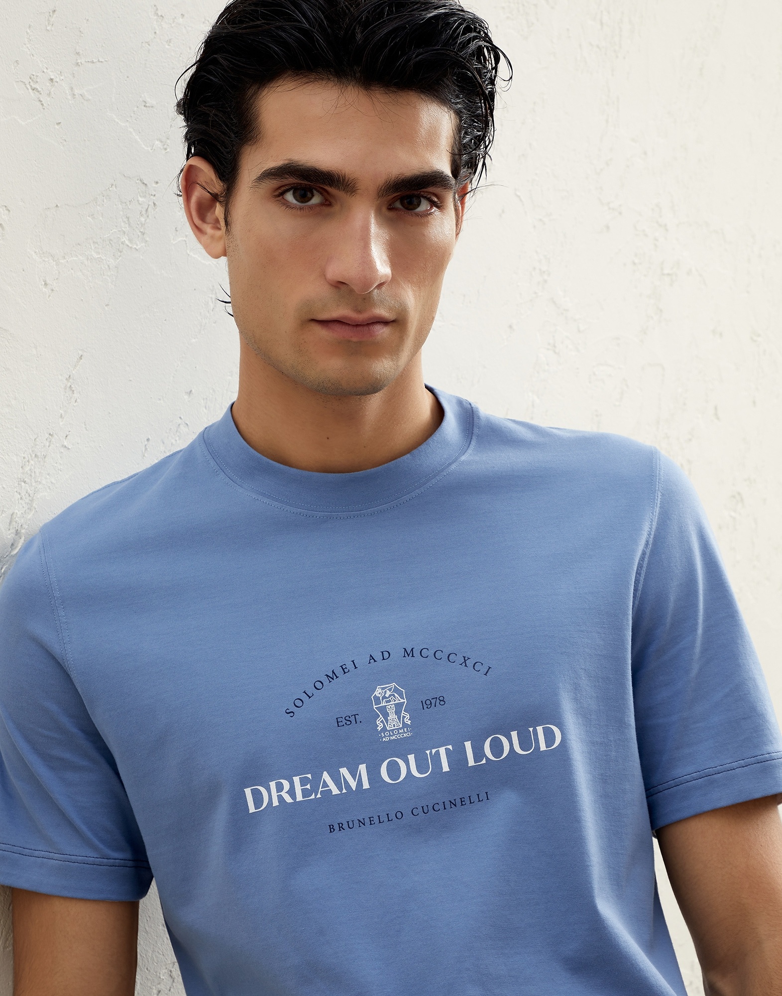 Cotton jersey slim fit crew neck T-shirt with print - 3