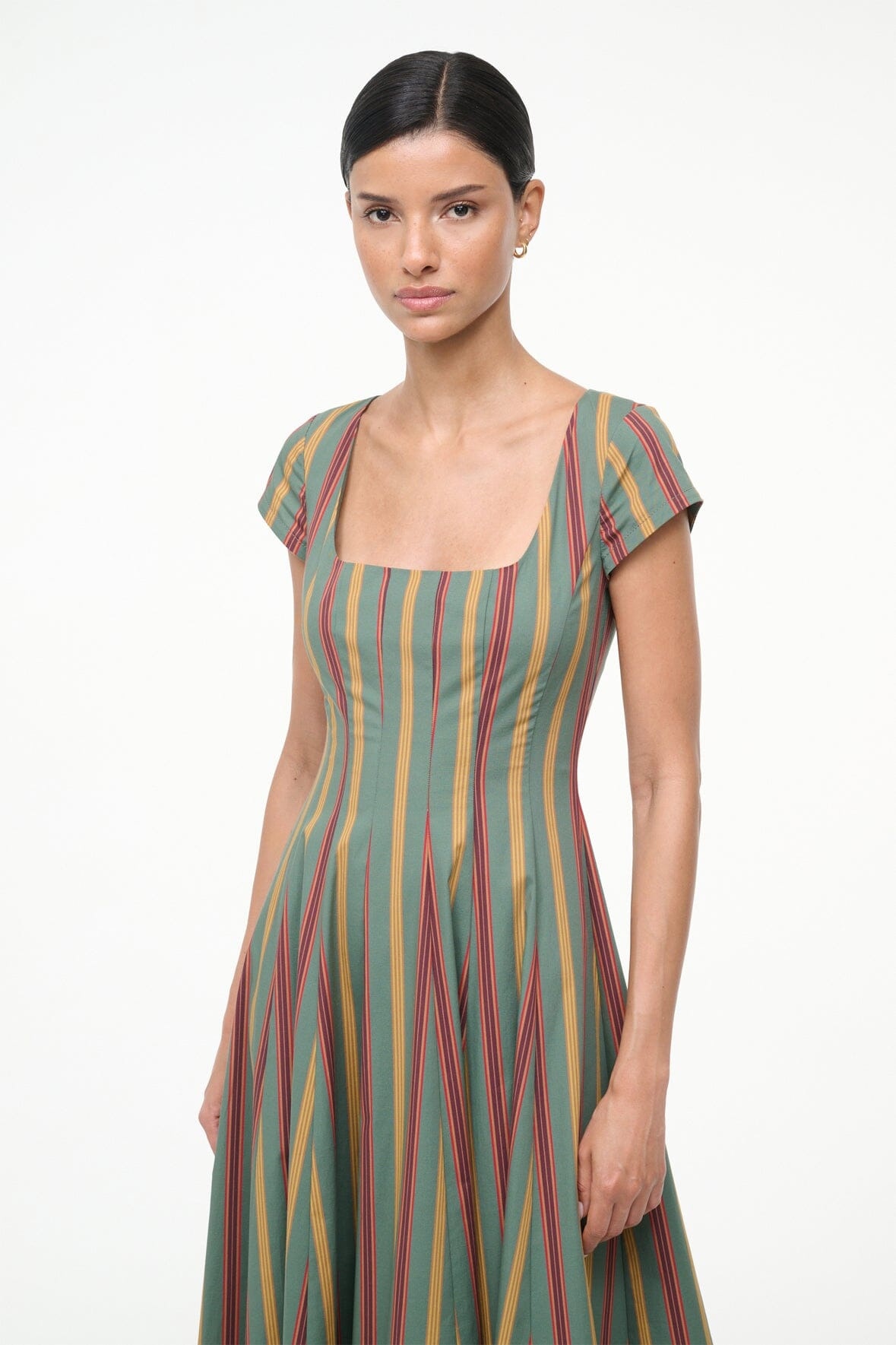 STAUD SHORT SLEEVE WELLS DRESS TRAILBLAZER STRIPE - 3
