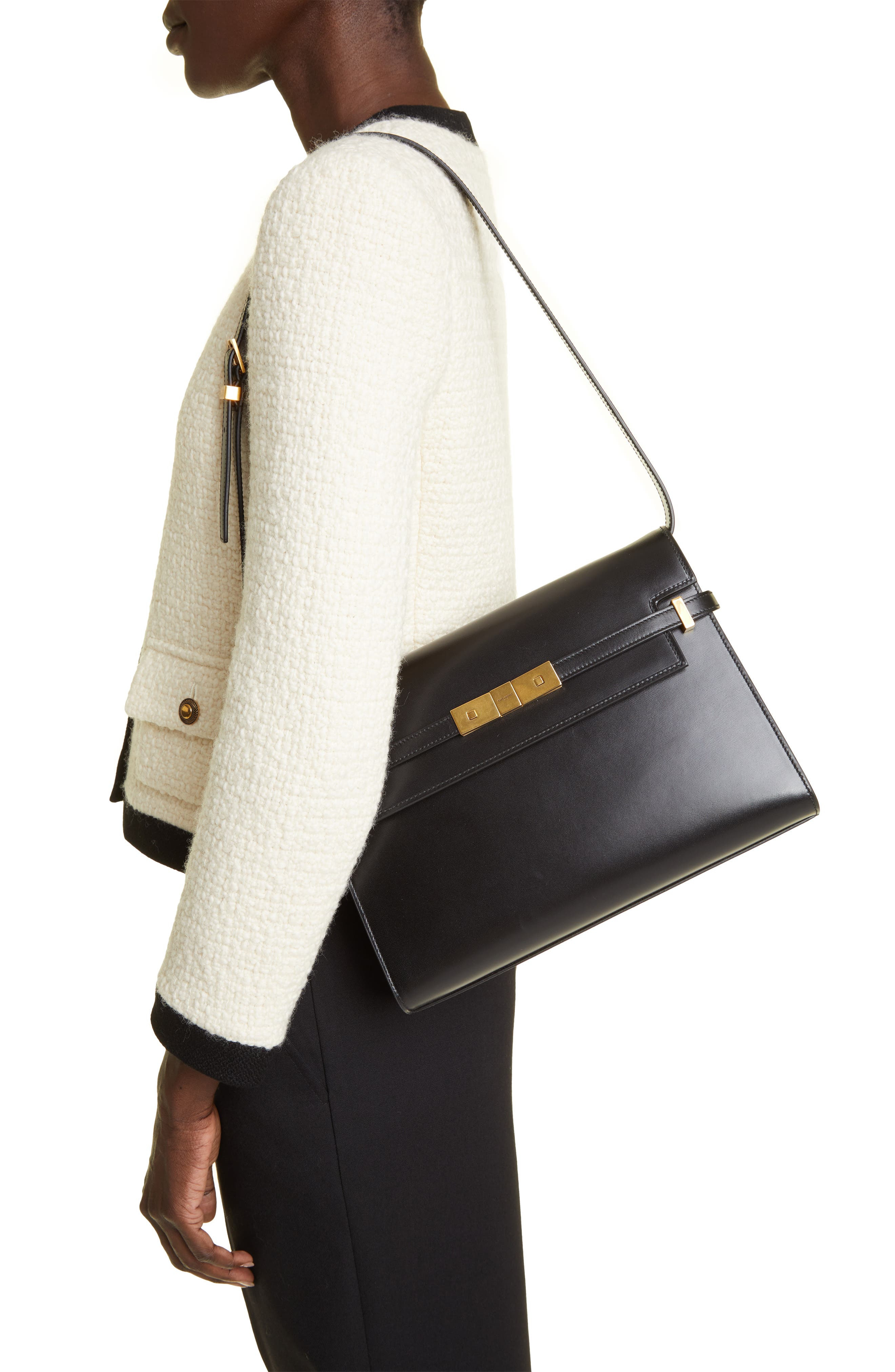 Saint Laurent Medium Manhattan Shoulder Tote in Noir at Nordstrom - 2