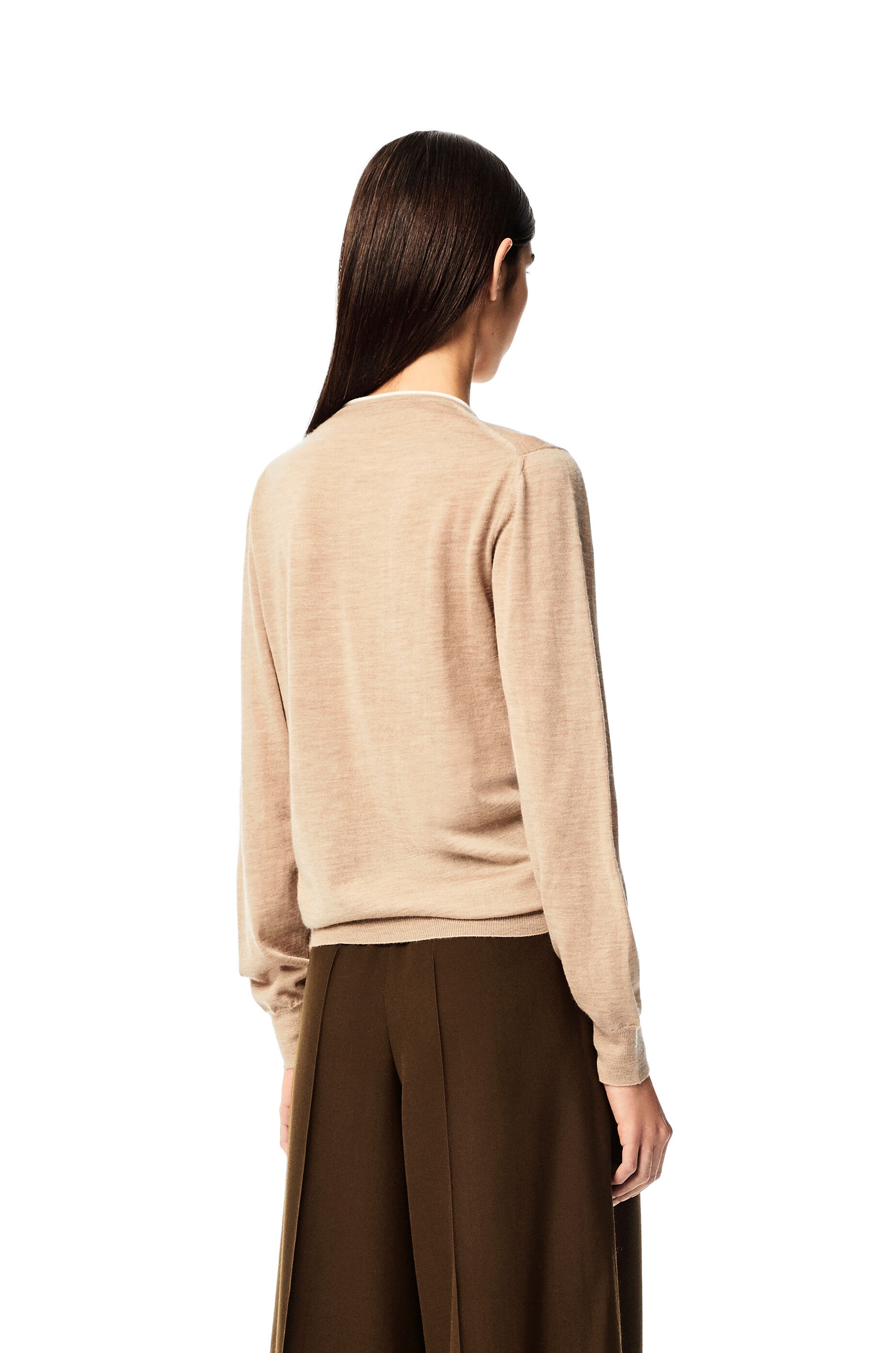 Anagram embroidered U neck sweater in cashmere - 4