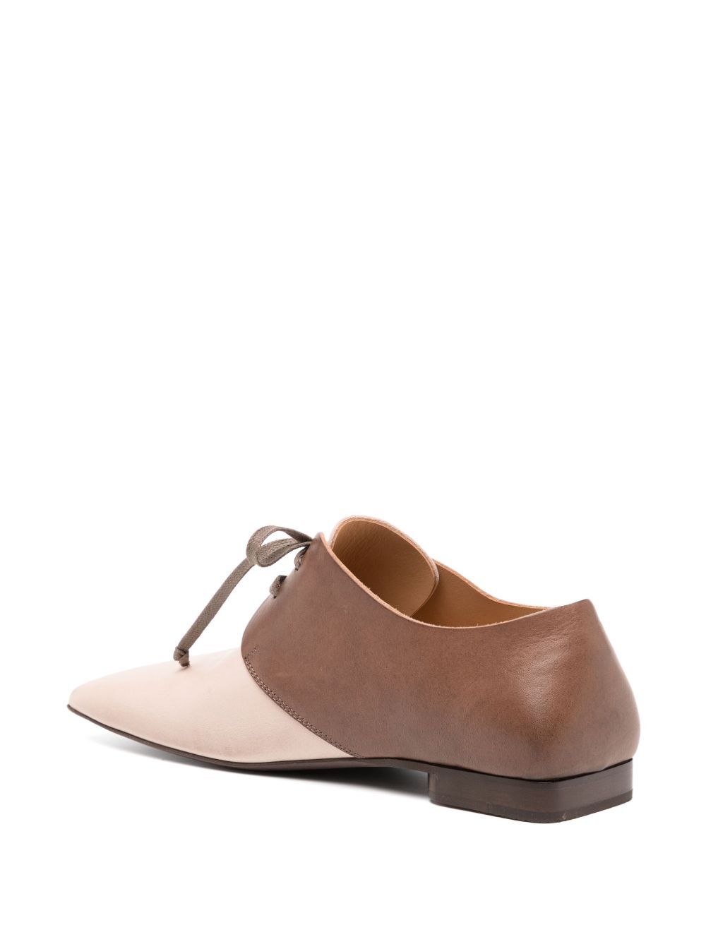 square-toe leather flats - 3