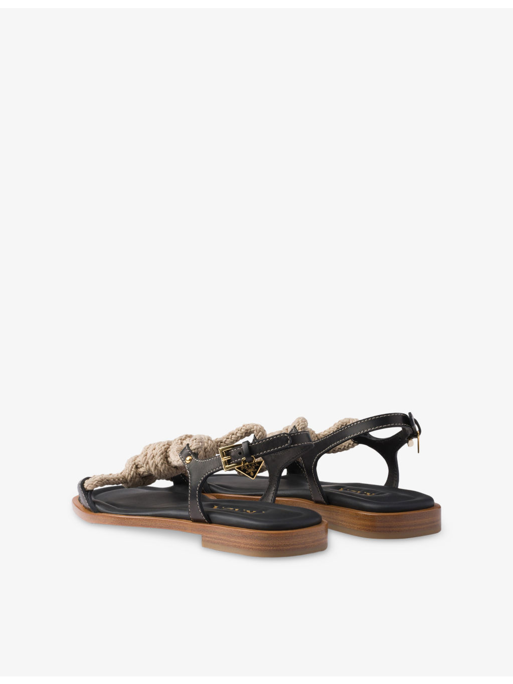 Flat Leather and Cord Sandals - 4