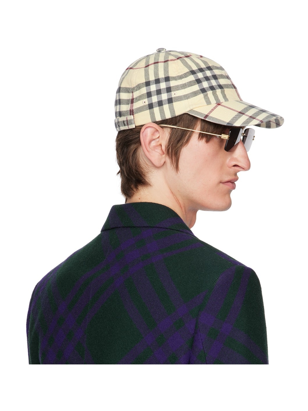 Beige Check Cap - 3