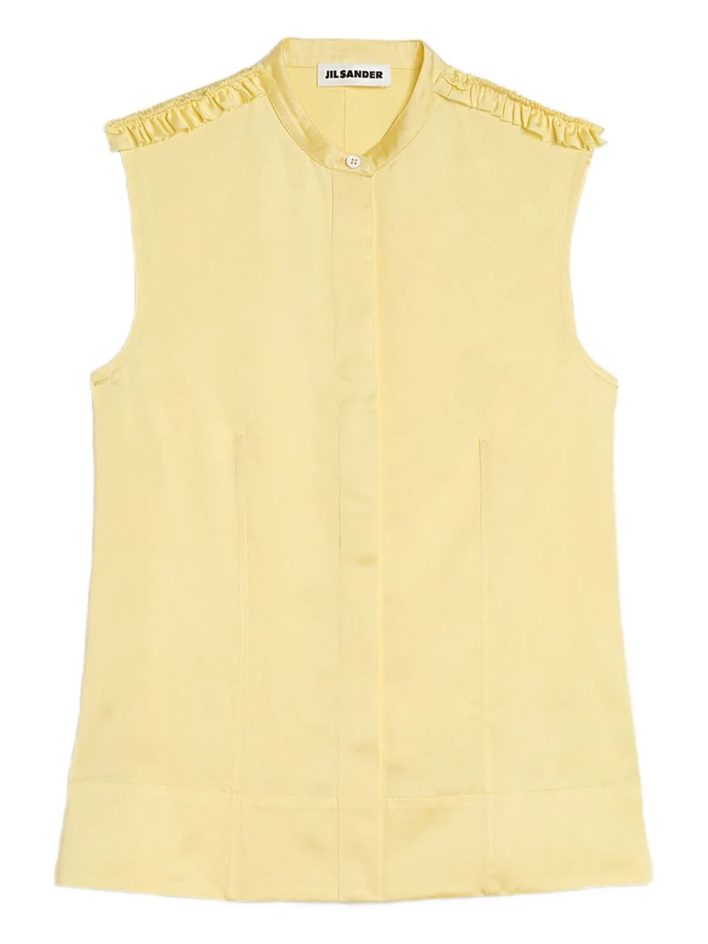 ruffled-detail stand-collar shirt - 1