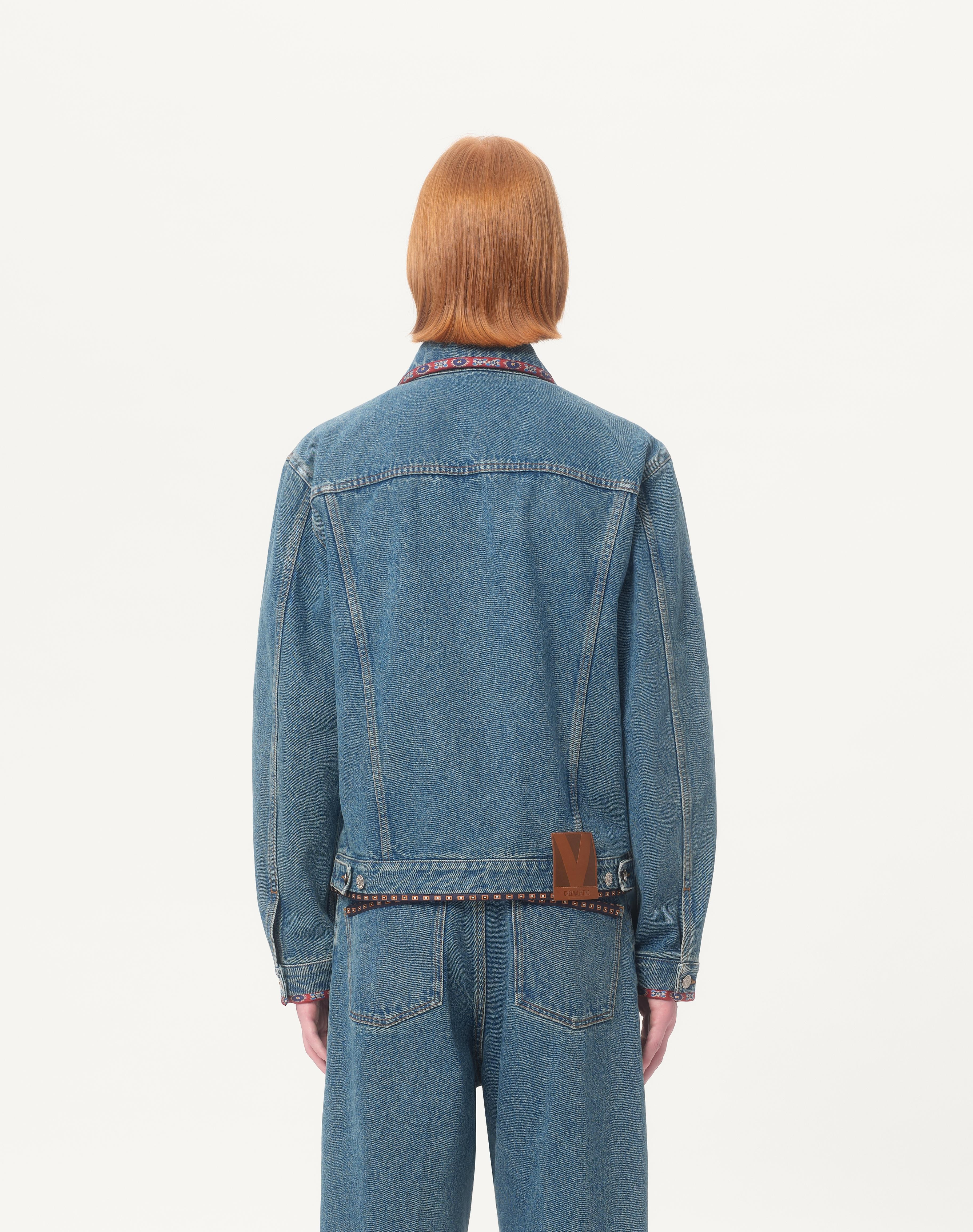 DENIM JACKET WITH BEADED EMBROIDERY AND PRINTED EDGES - 7