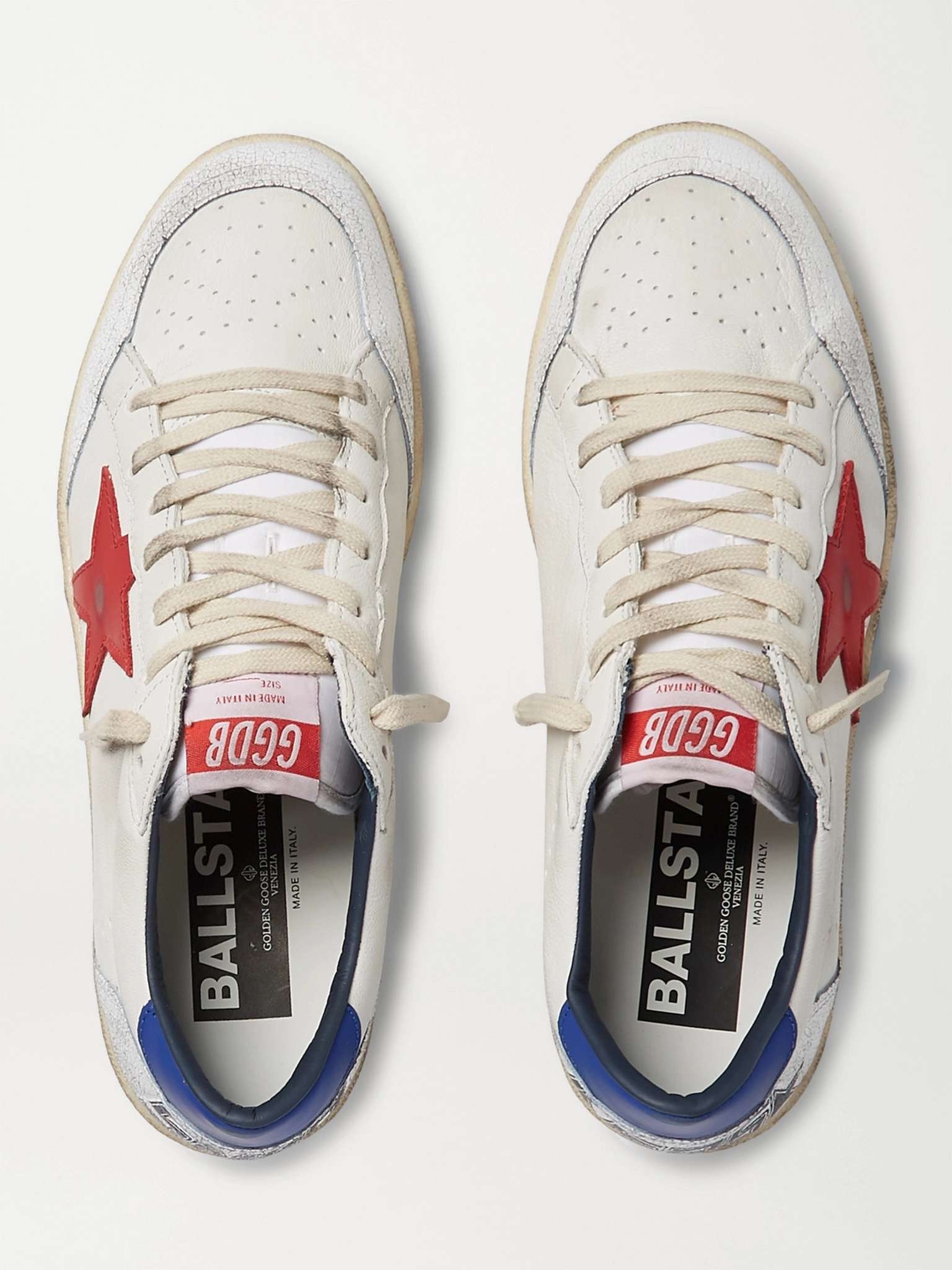 Ball Star Distressed Leather Sneakers - 8