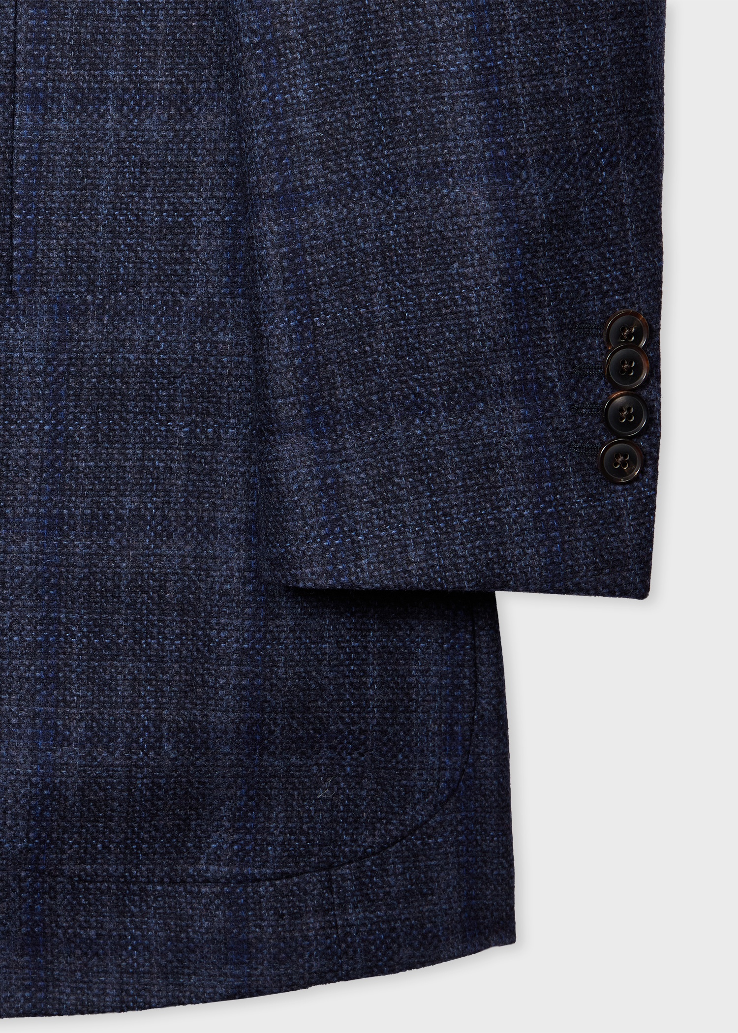 Navy Check Wool-Cashmere Buggy-Lined Blazer - 3