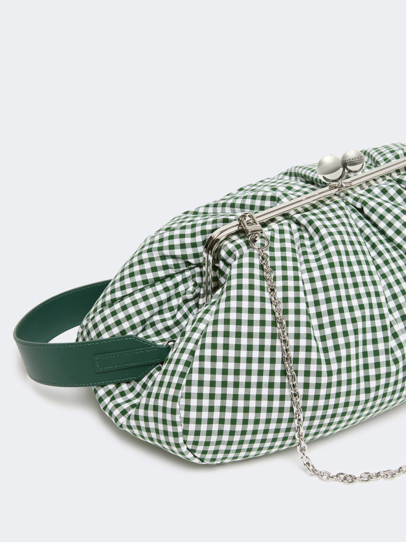 BETA Large gingham cotton Pasticcino Bag - MOSS GREEN 3