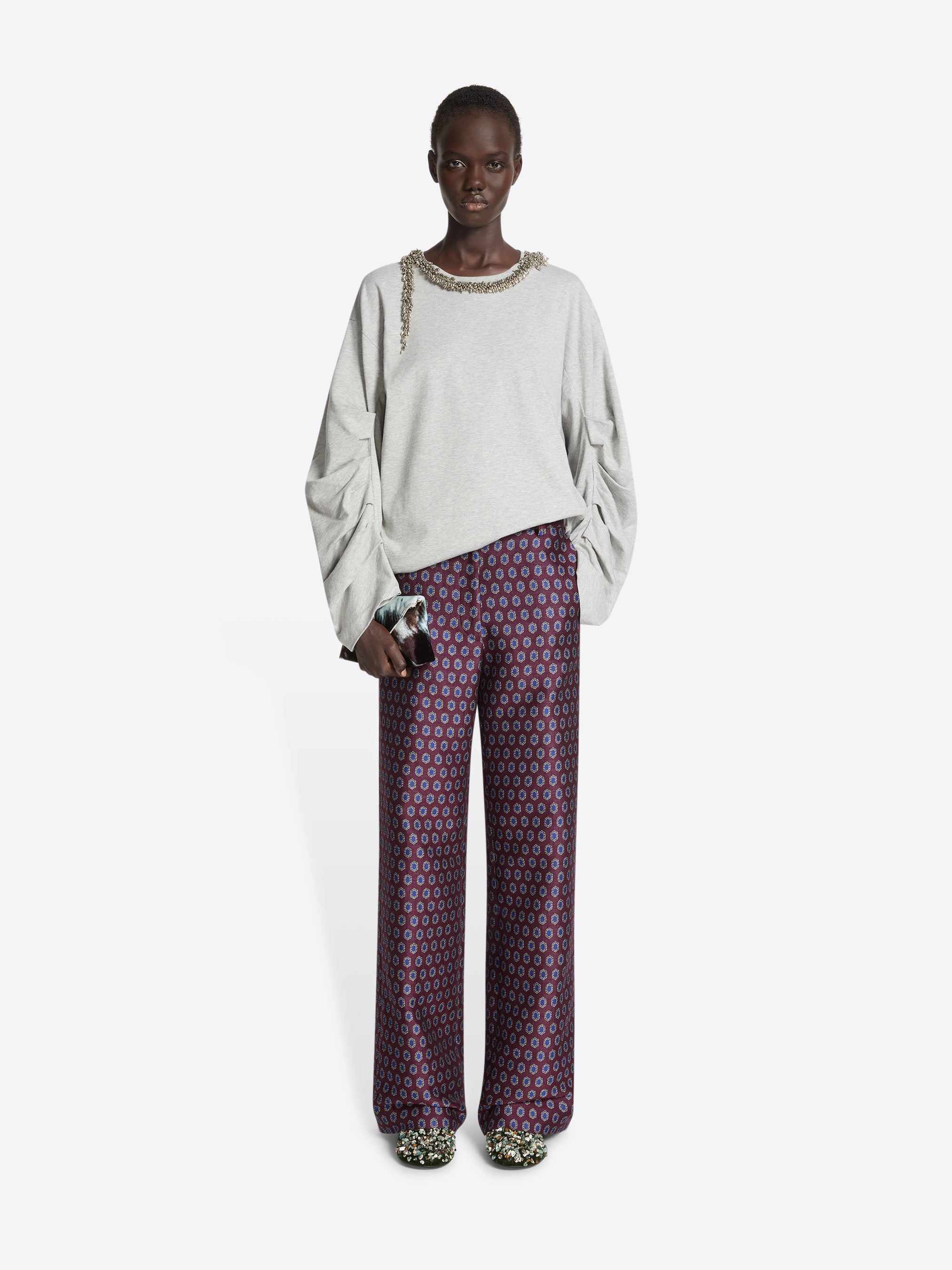 SLOUCHY JACQUARD PANTS - 2