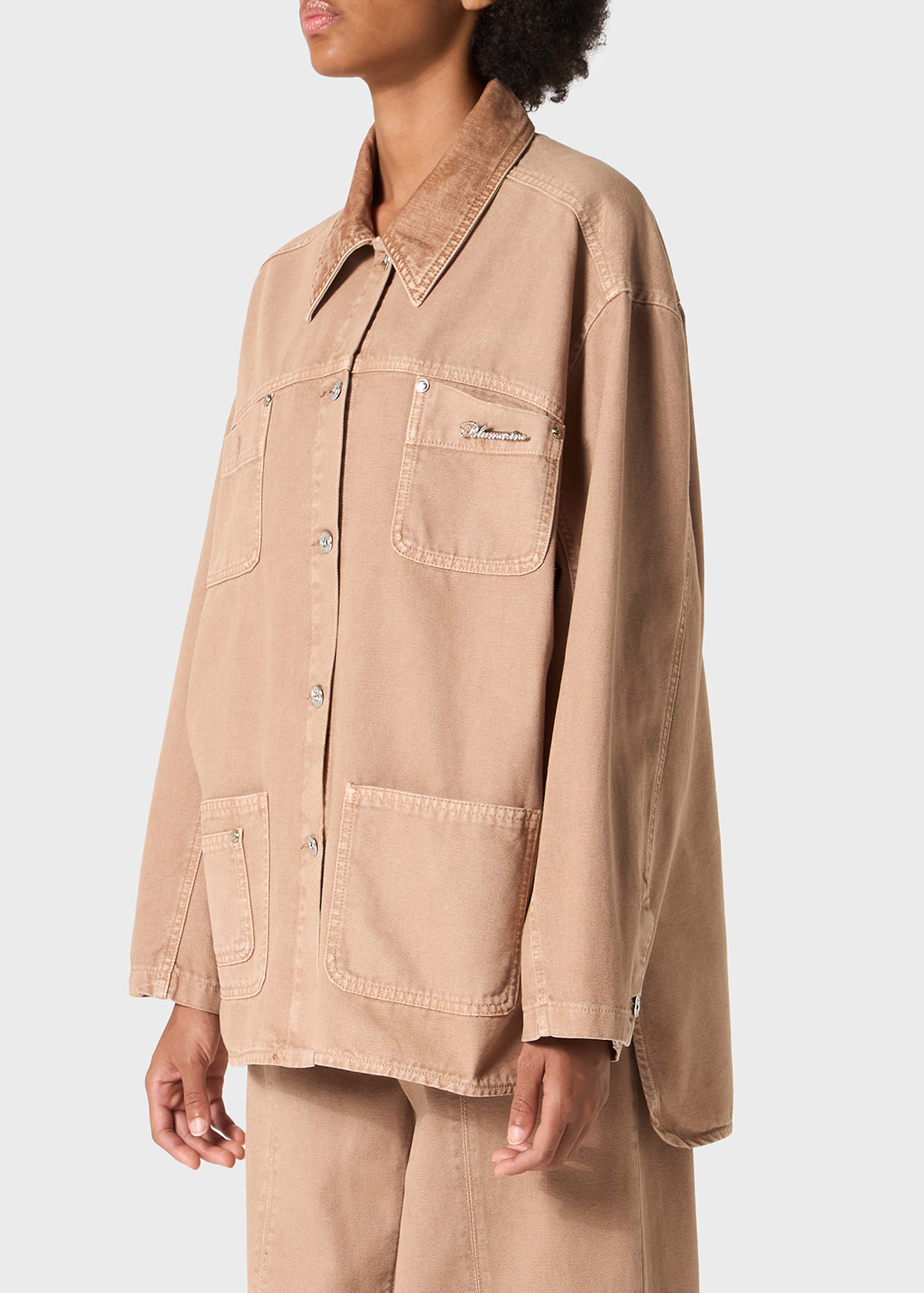 COTTON JACKET WITH BLUMARINE RHINESTONE LOGO - 5