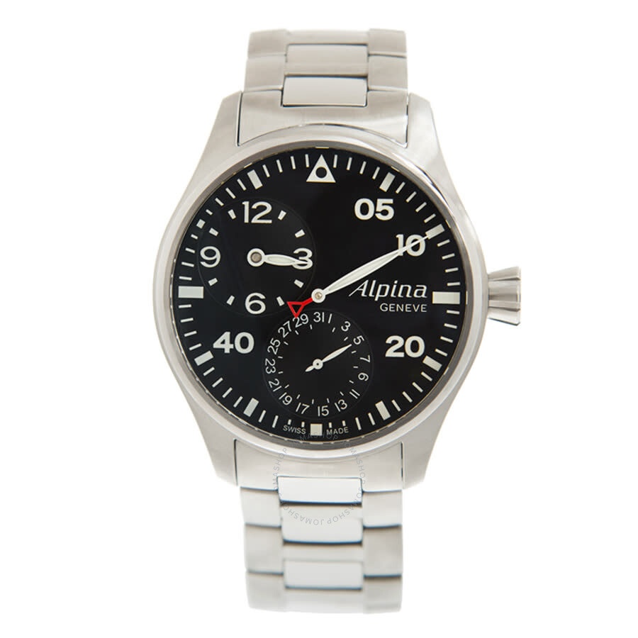 Alpina - Alpina Automatic Black Dial Black Leather Men's Watch AL-950B4S6B - 3