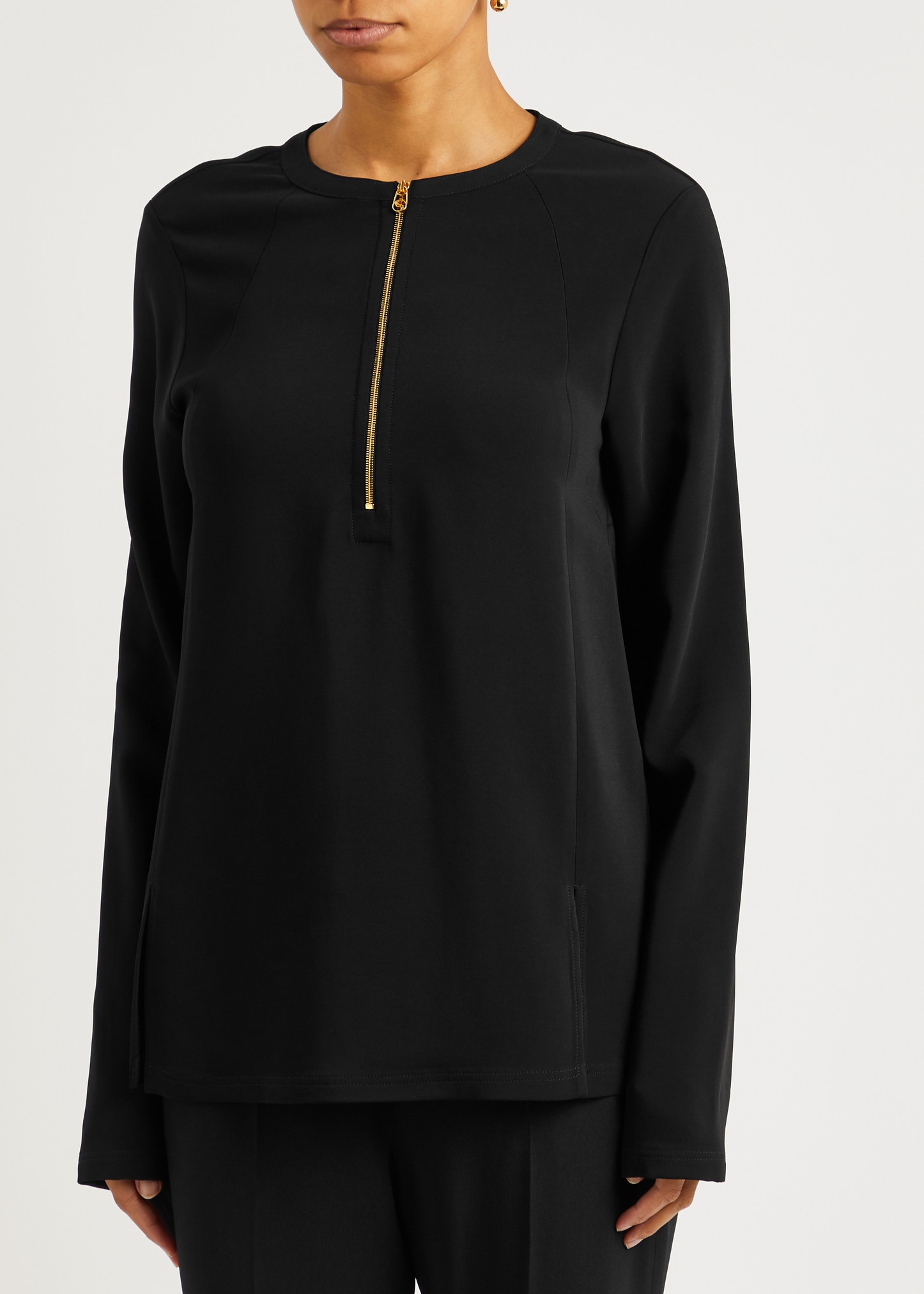 Arlesa half-zip stretch-crepe top - 2