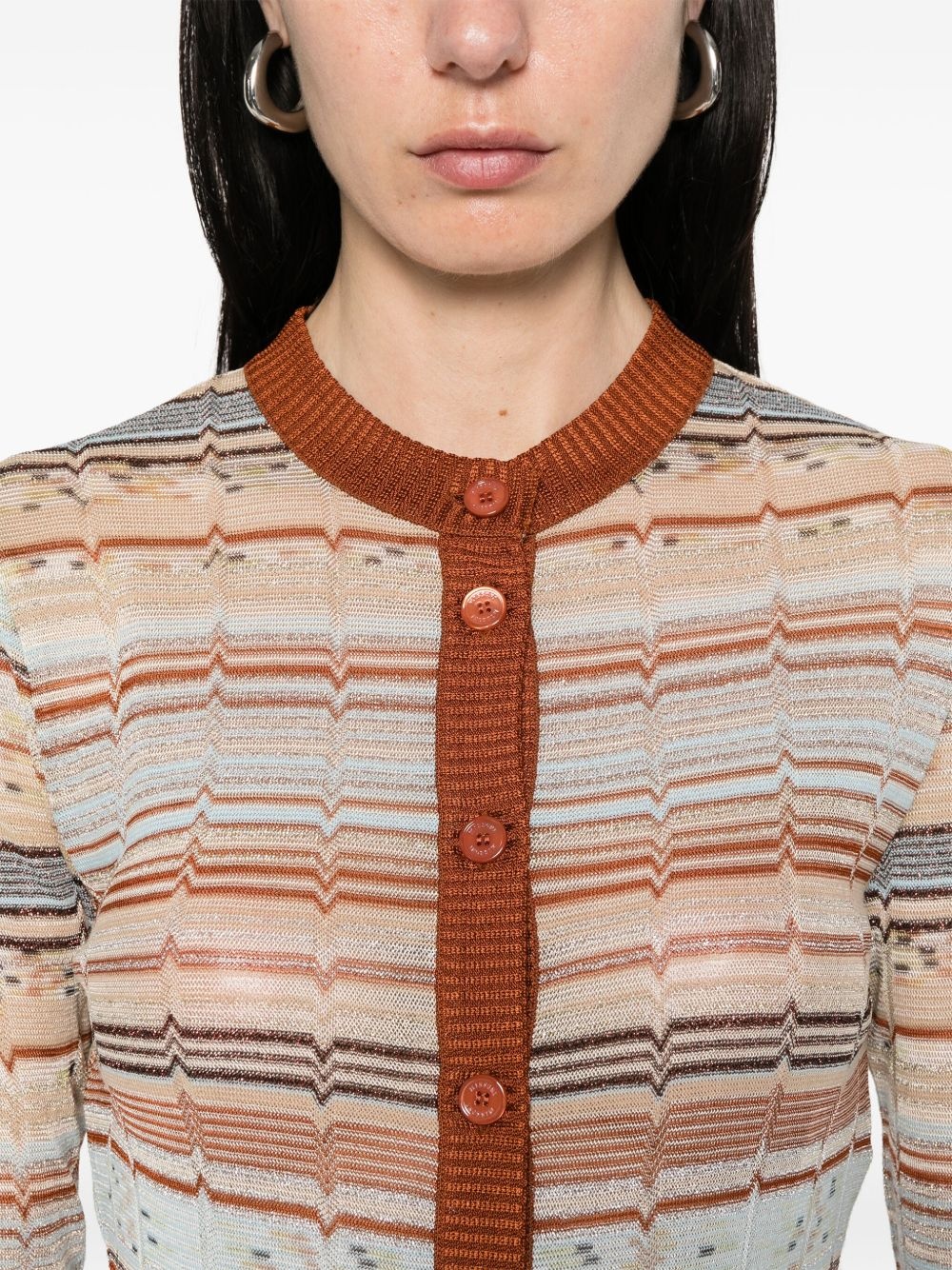 lurex-detail cardigan - 5
