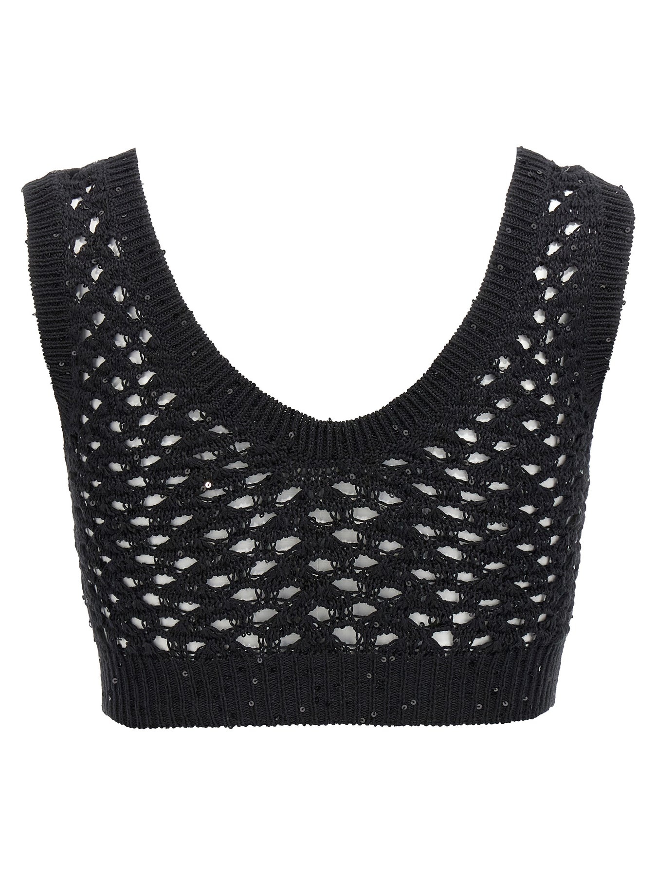 Sequin Crop Top Tops Black - 2