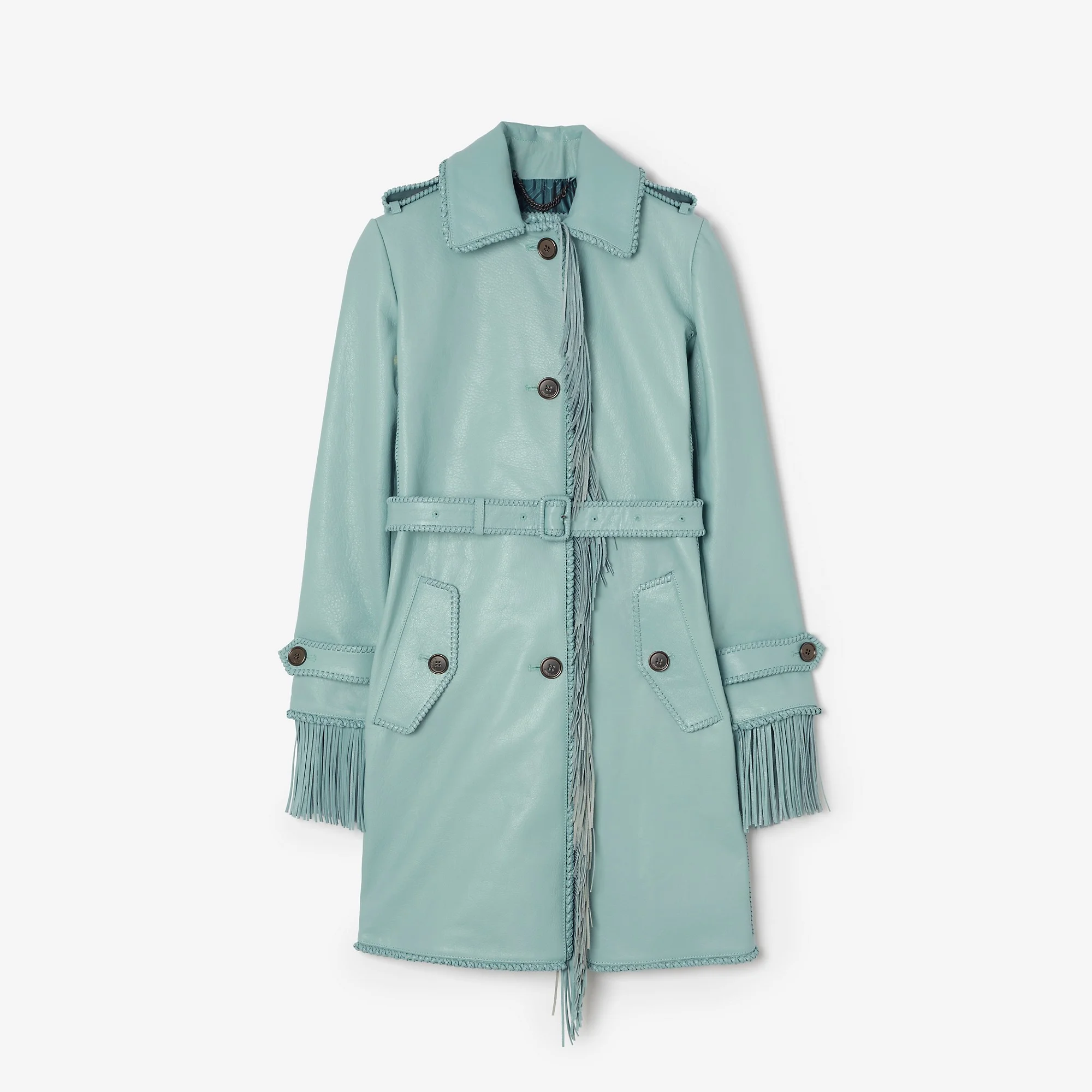 Short Fringed Leather Car Coat - 1