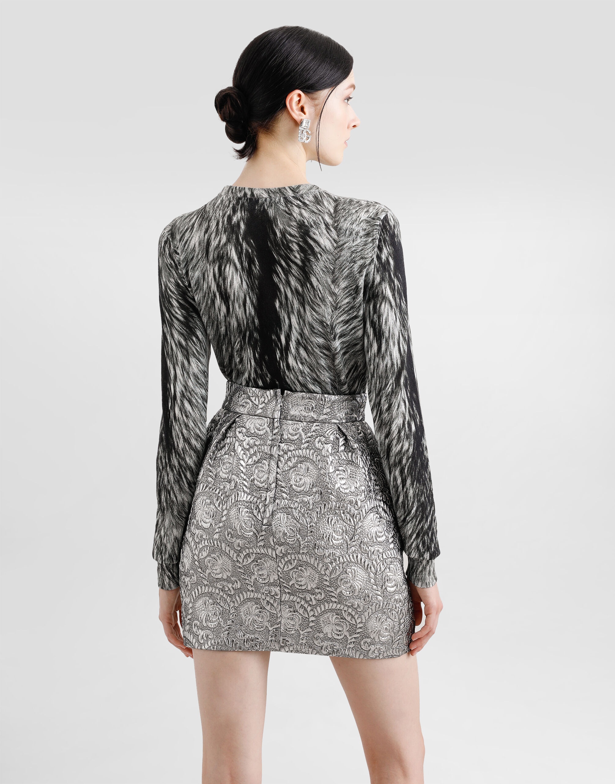 Fur-print silk sweater - 5