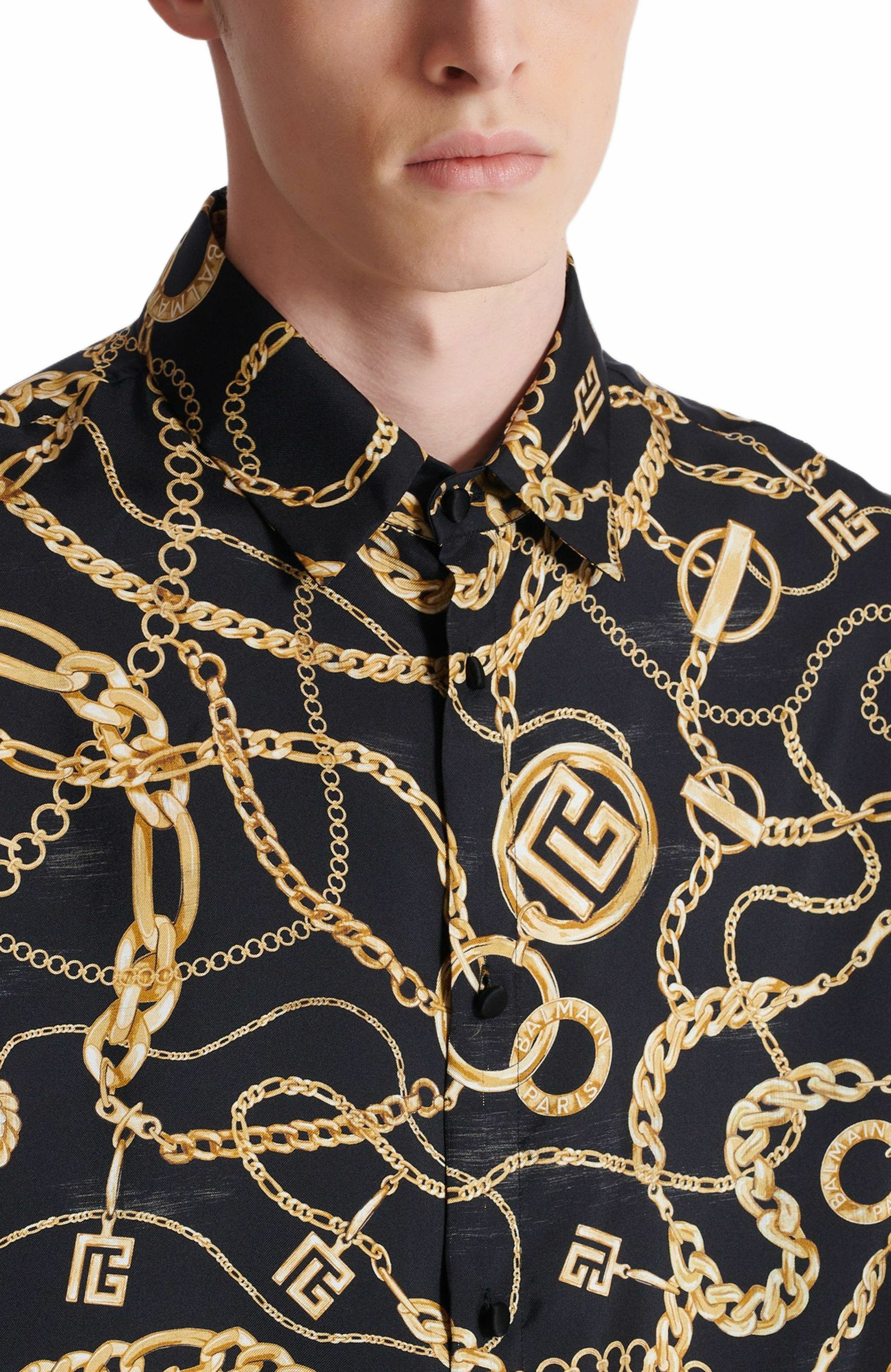 Balmain Printed silk shirt with Chaînes pattern in Multicolor at Nordstrom - 6