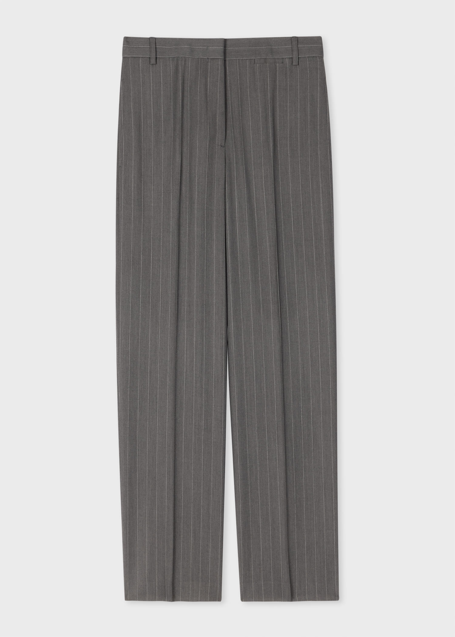 Charcoal Pinstripe Straight-Leg Trousers - 1