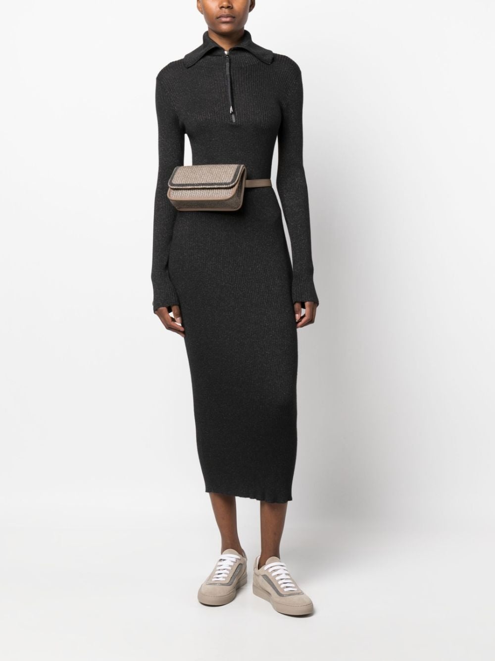 half-zip cashmere midi dress - 2