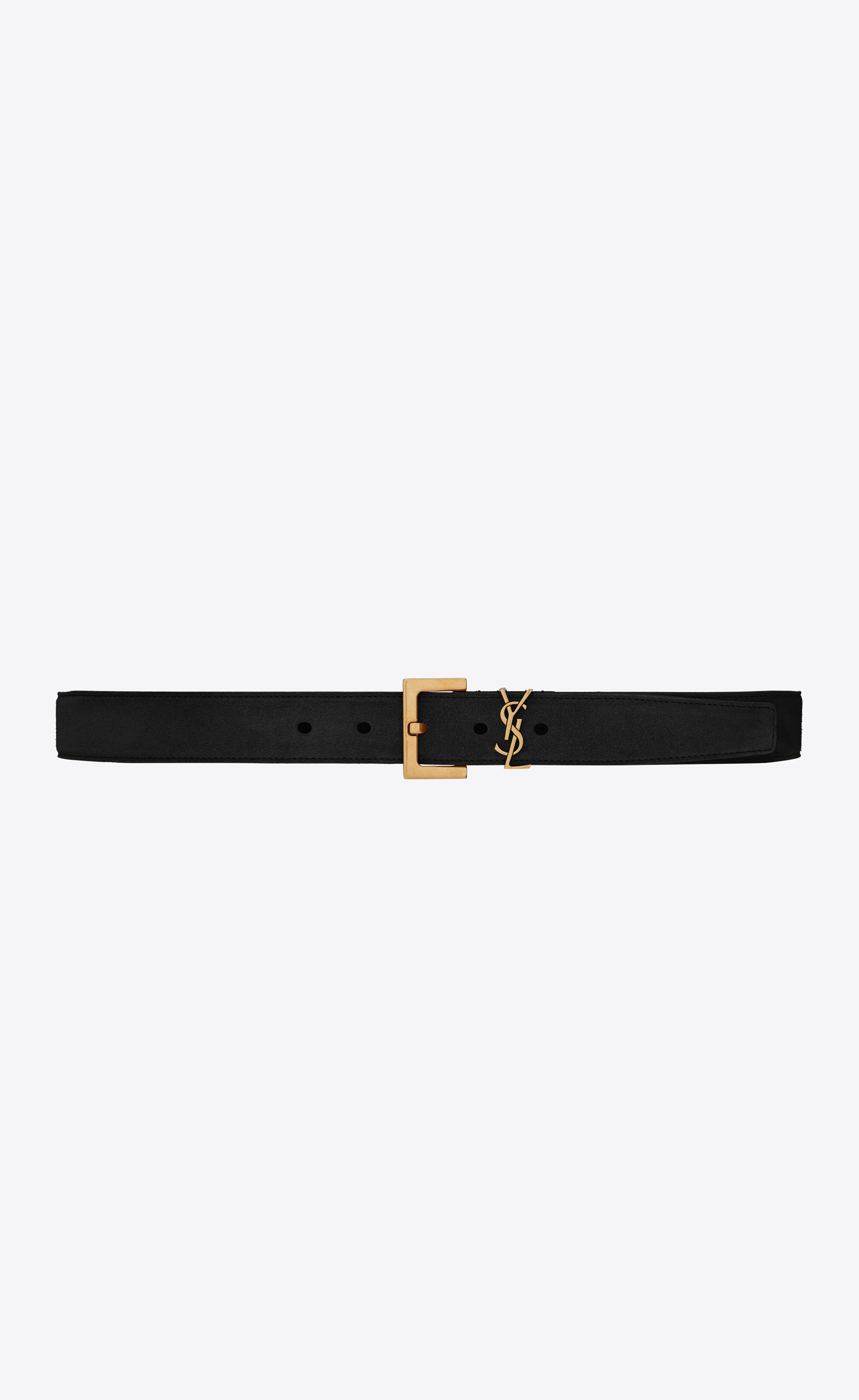 monogramme belt with square buckle in suede - 1