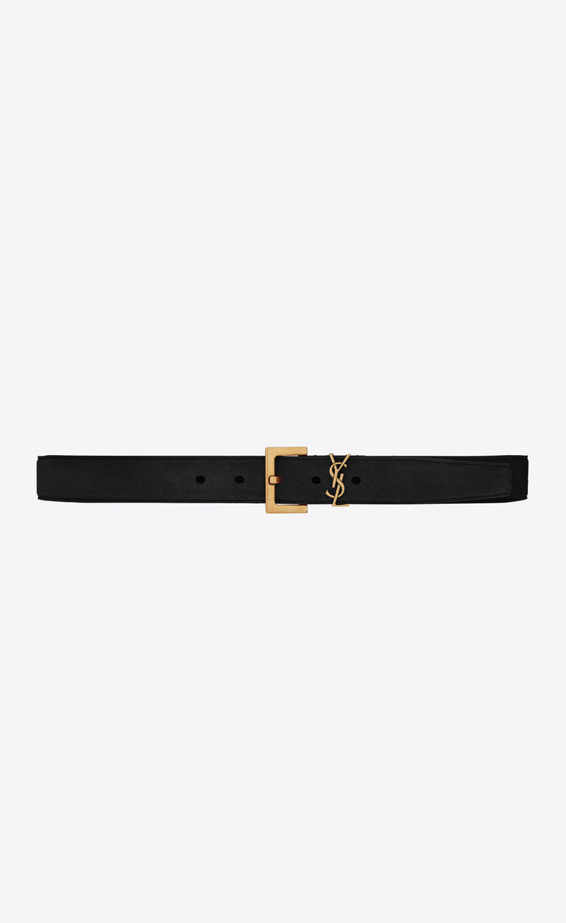 monogramme belt with square buckle in suede 1