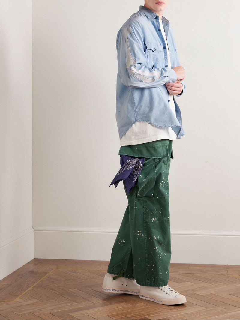 Kapital Embroidered Cotton-Chambray Shirt Blue outlook