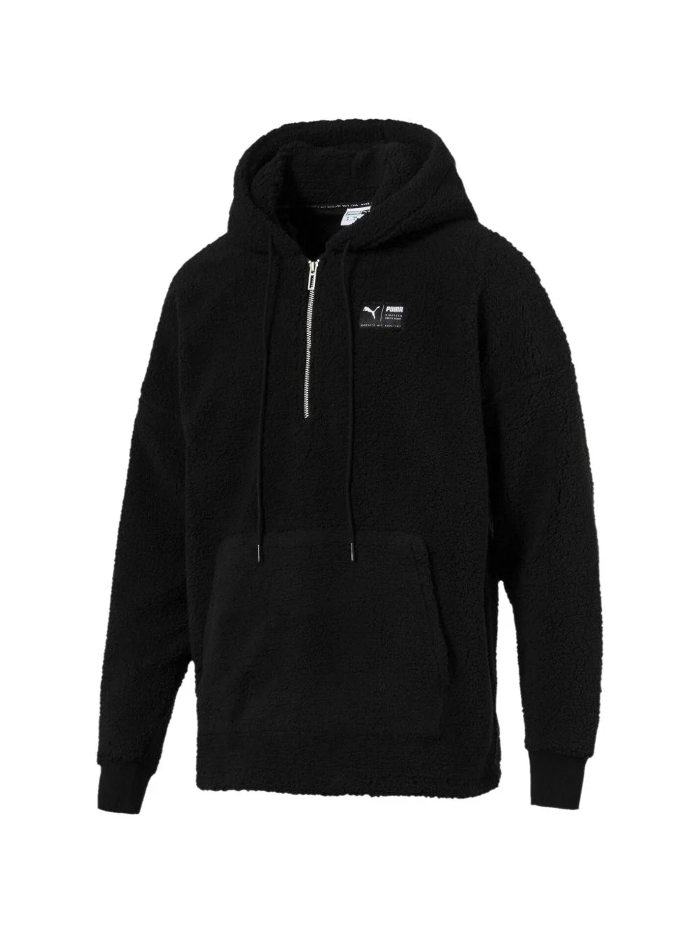 logo-patch fleece hoodie - 1