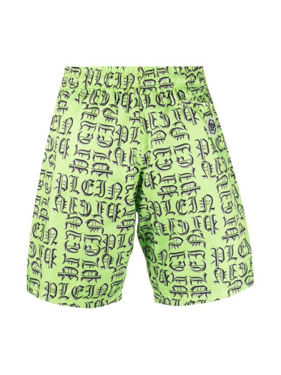 PHILIPP PLEIN logo-print swim shorts outlook