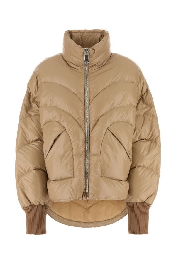 Beige nylon down jacket - 1