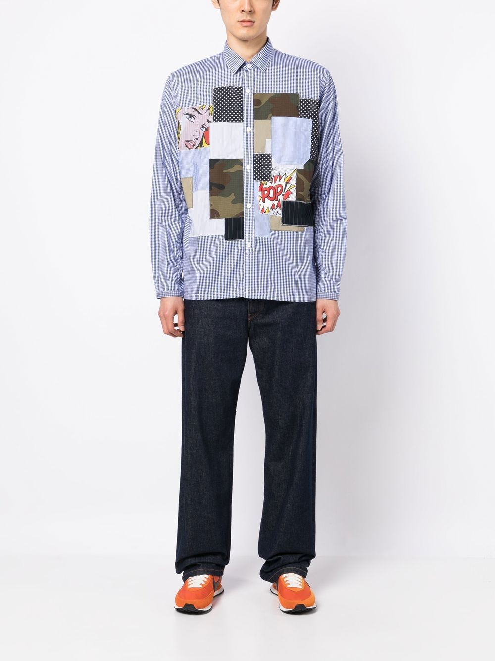 checked pop art patchwork shirt - 2