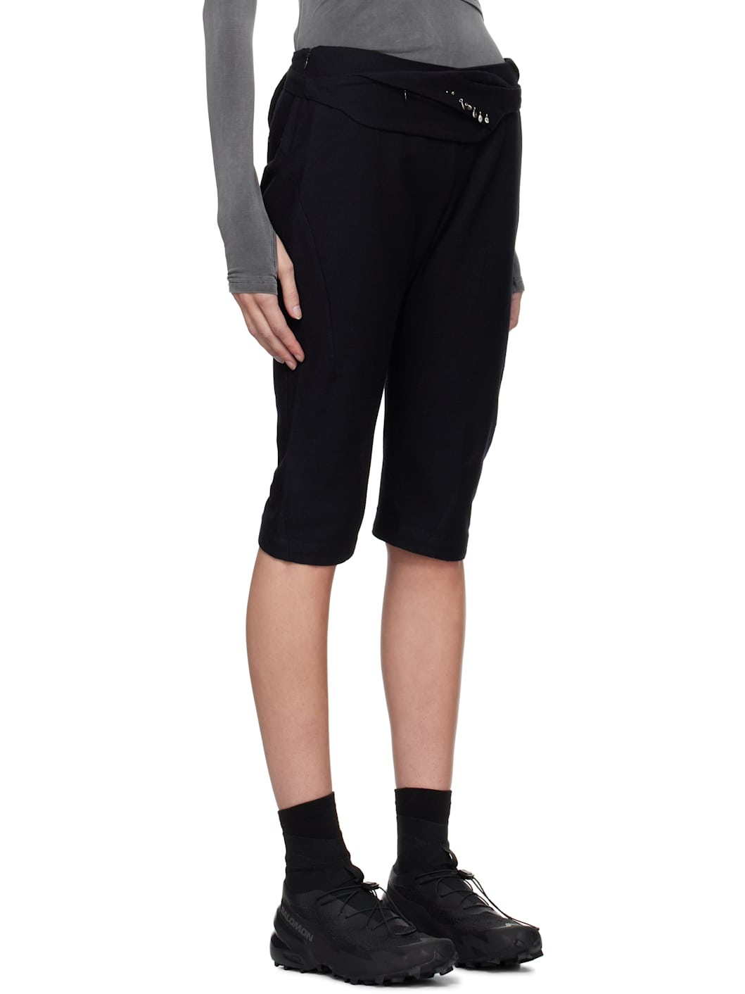 Black Charm Bag Capri Trousers - 2