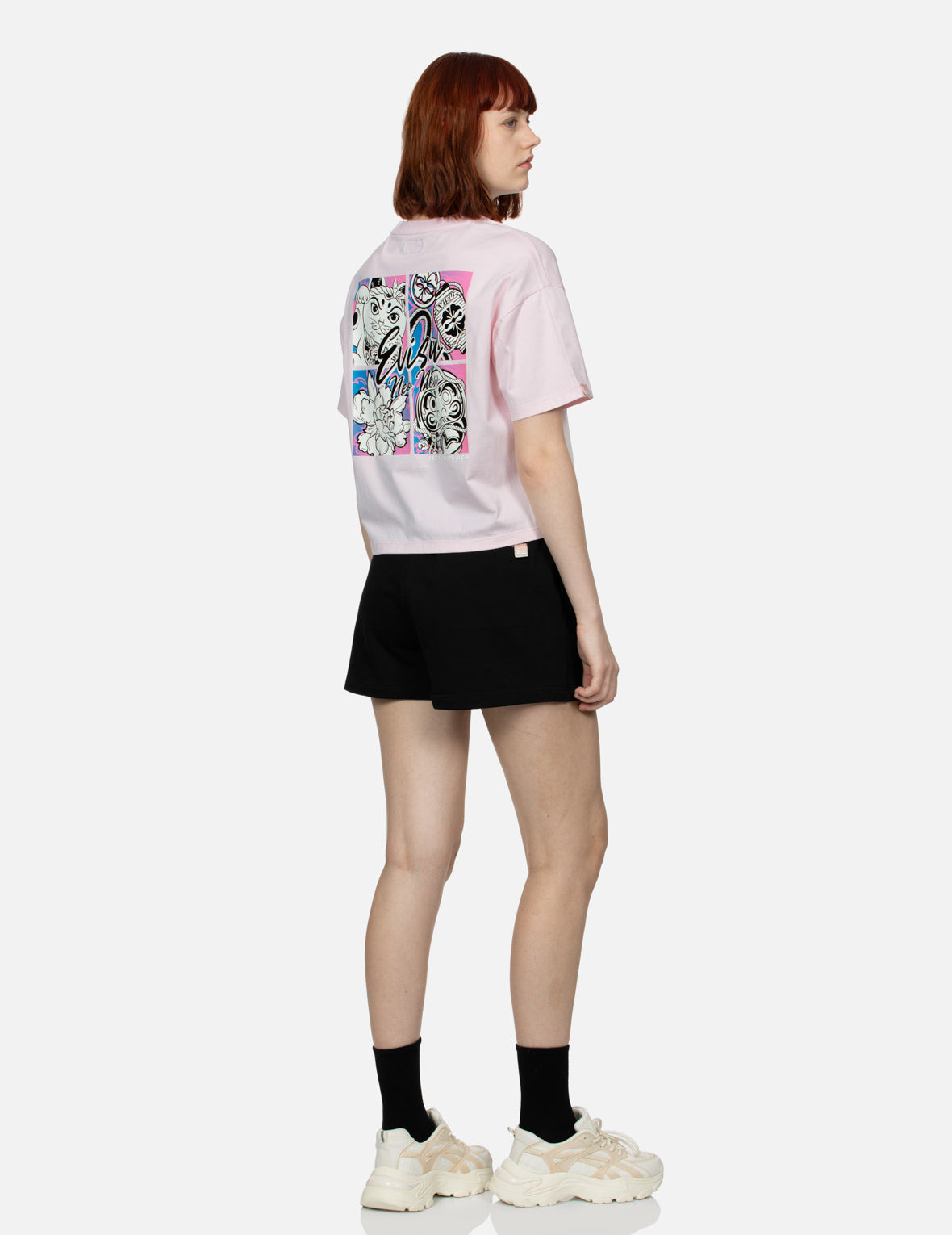CHERRY BLOSSOM AND FESTIVAL-THEMED DARUMA CROPPED T-SHIRT - 3