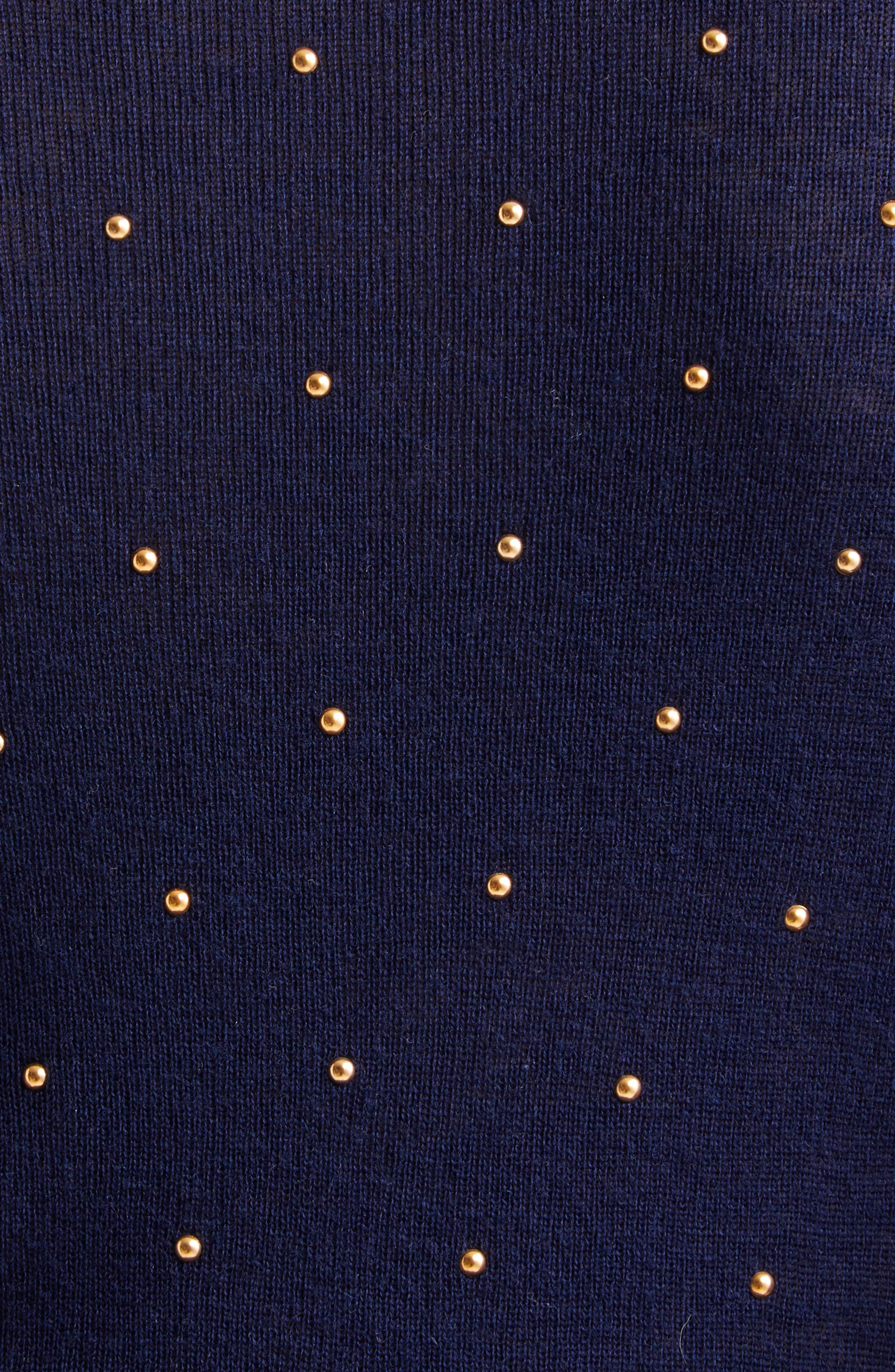 Rabanne Studded Long Sleeve Wool Knit Dress in Blue at Nordstrom - 6