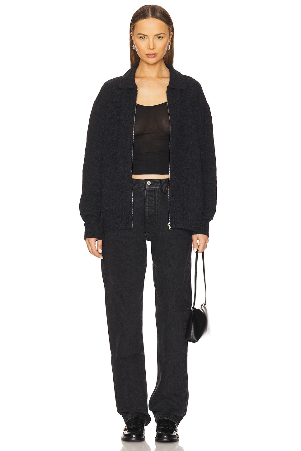 Knit Zip Up Jacket With Collar - 5