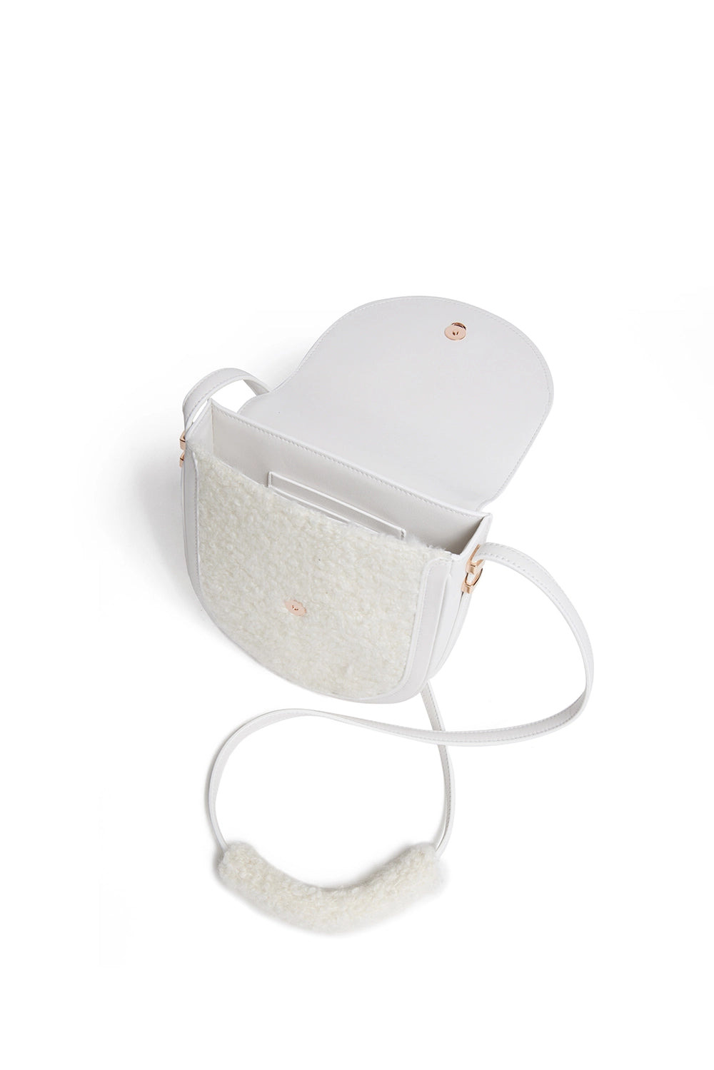 Tina Crossbody Bag in Ivory Nappa Leather with Cashmere Boucle - 4
