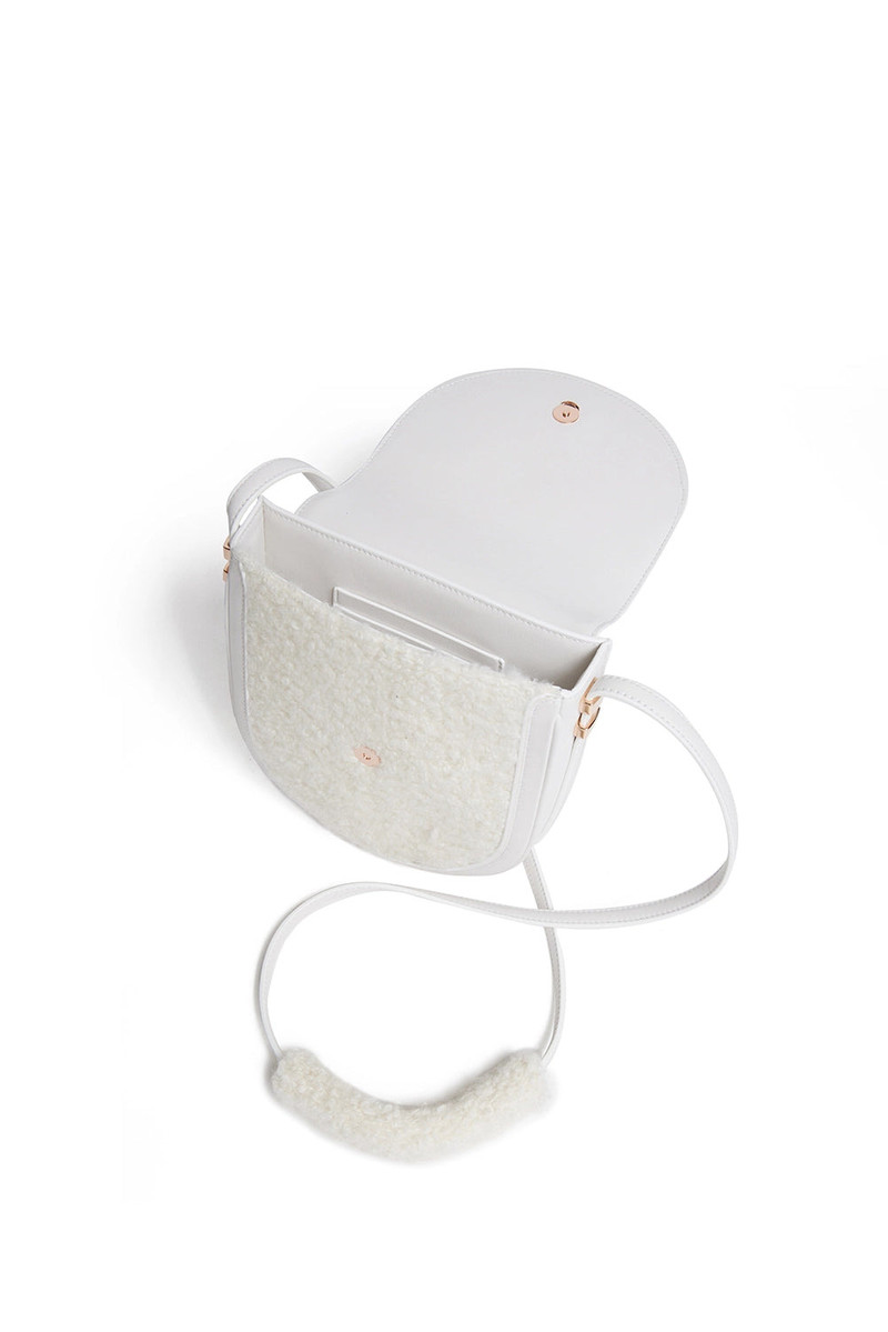 Tina Crossbody Bag in Ivory Nappa Leather with Cashmere Boucle 4