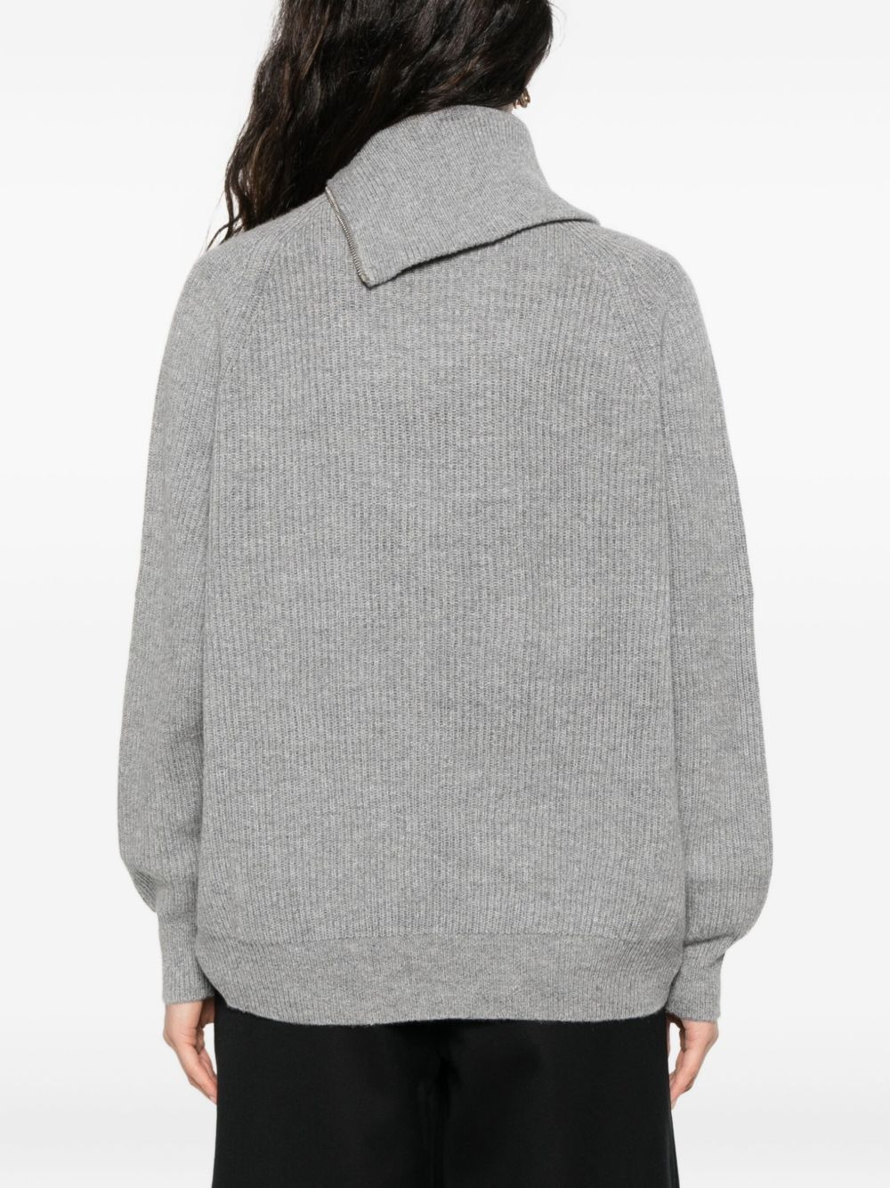 asymmetrical-neck zip-front sweater - 4