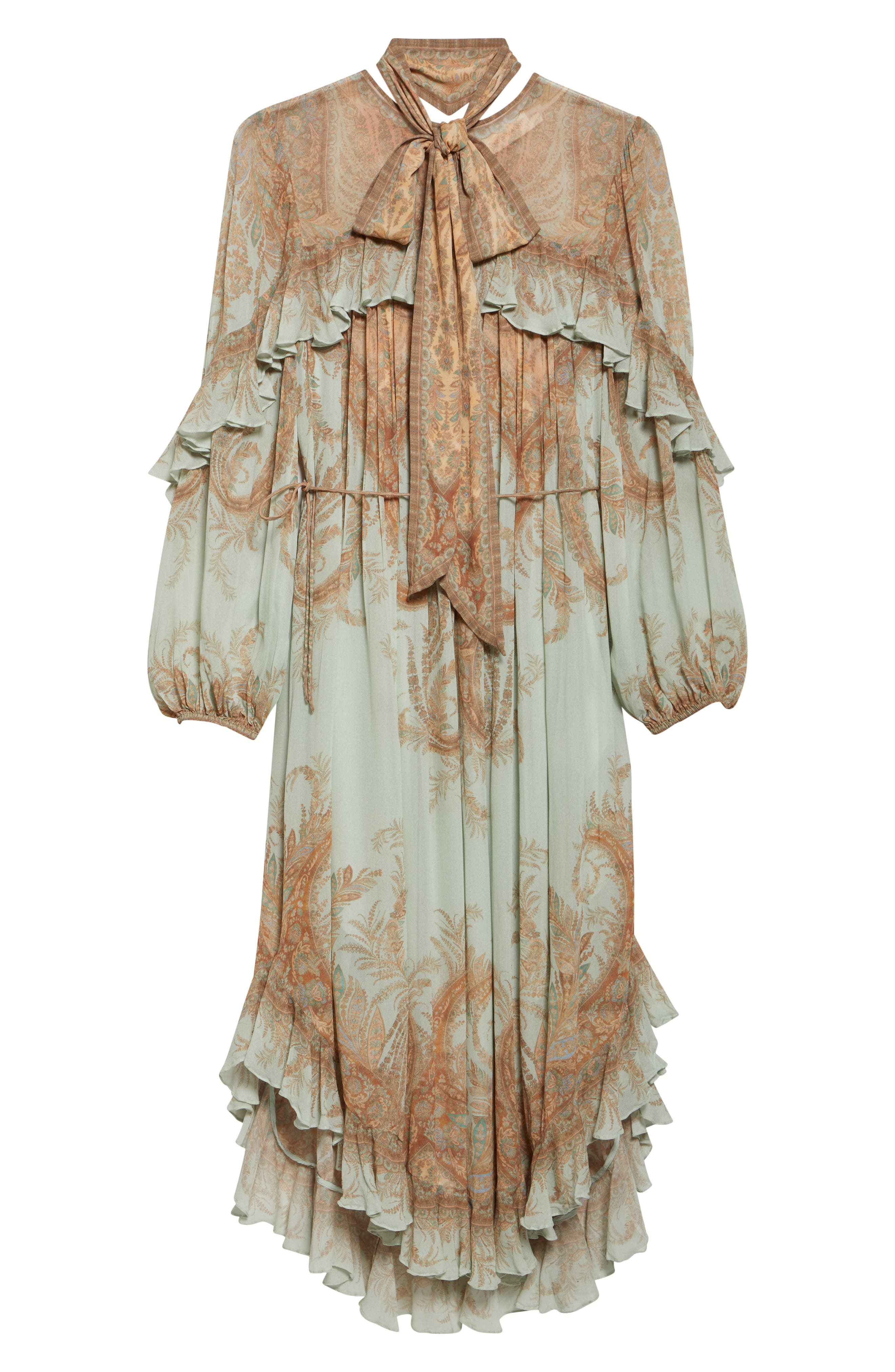 Zimmermann Memento Flutter Paisley Long Sleeve Midi Dress in Mint Paisley at Nordstrom - 5