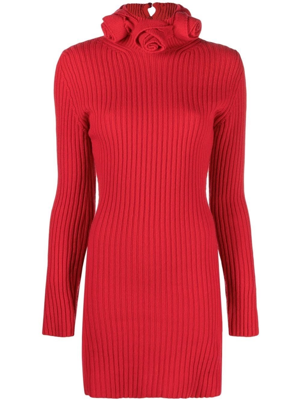 roll-neck wool mini dress - 1