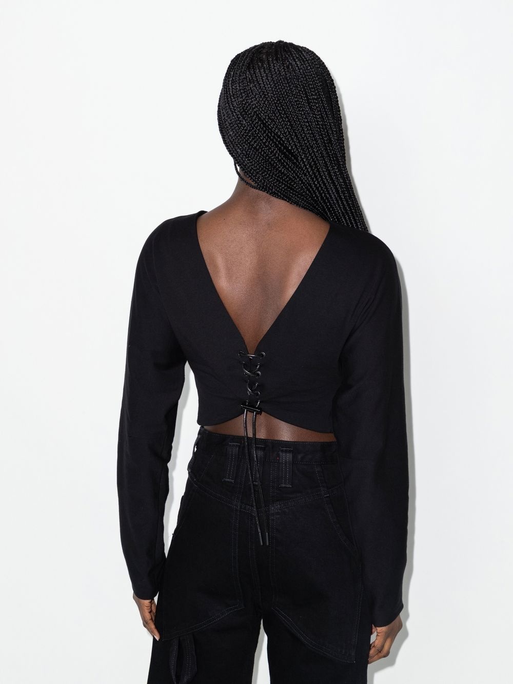 V-neck long-sleeve cropped top - 3