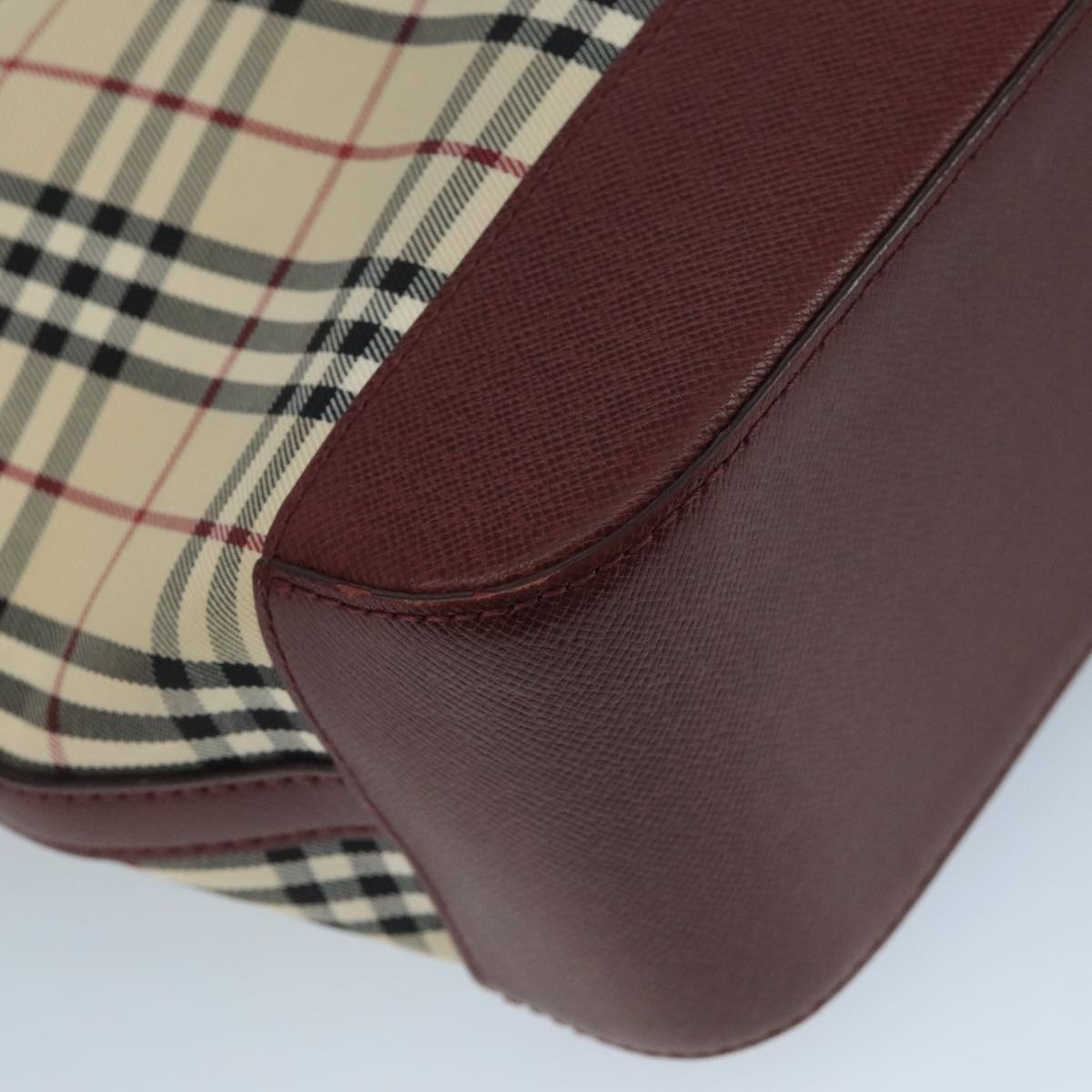 Burberry Nova Check Tote Bag Canvas Leather Beige Red Gold - 16