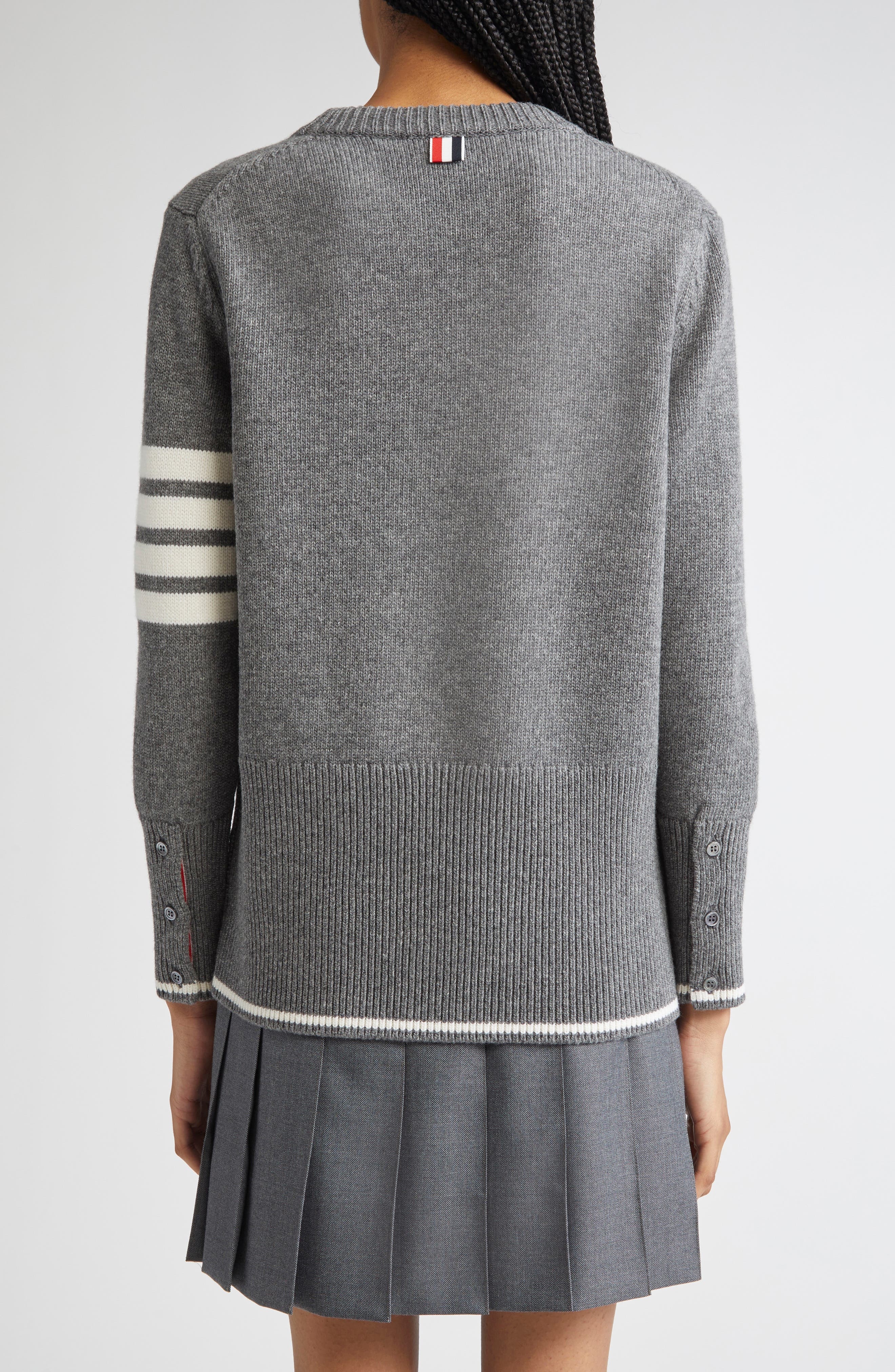 Thom Browne Geese Intarsia Boxy Virgin Wool Crewneck Sweater in Medium Grey at Nordstrom - 3