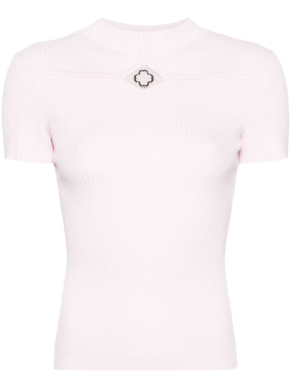 mock-neck ribbed top - 1