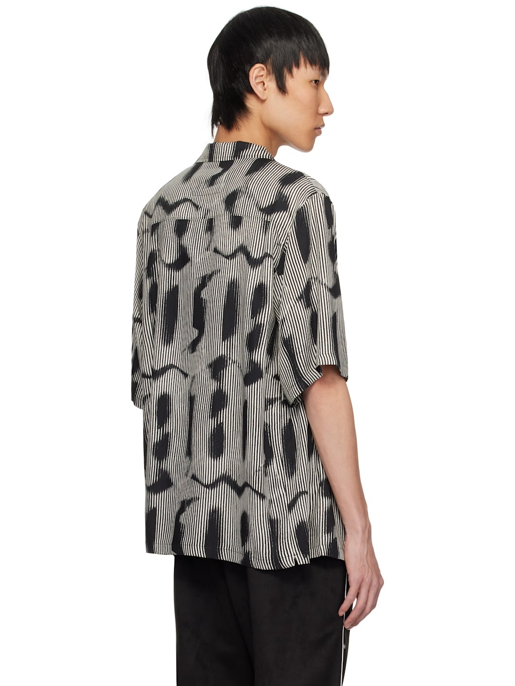 Black & Gray 'M' Sprayed Viscose Shirt - 3