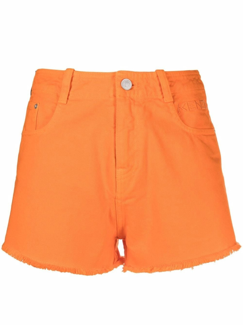 raw-edge denim shorts 1