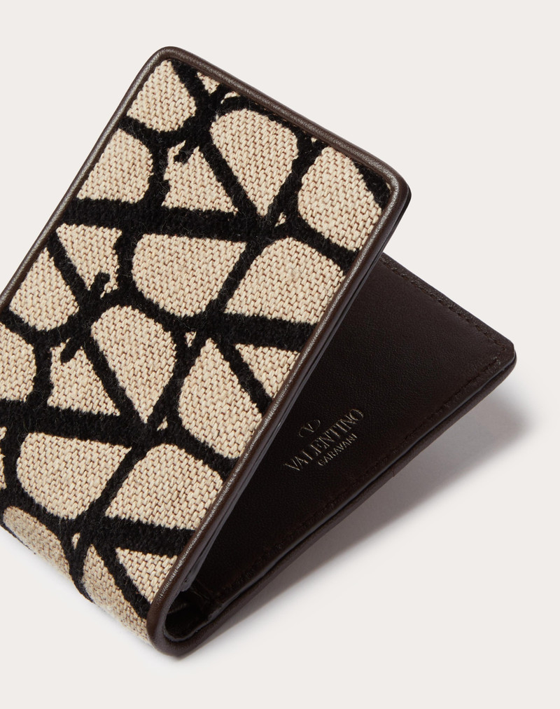 TOILE ICONOGRAPHE WALLET FOR US DOLLARS WITH LEATHER DETAILS 2