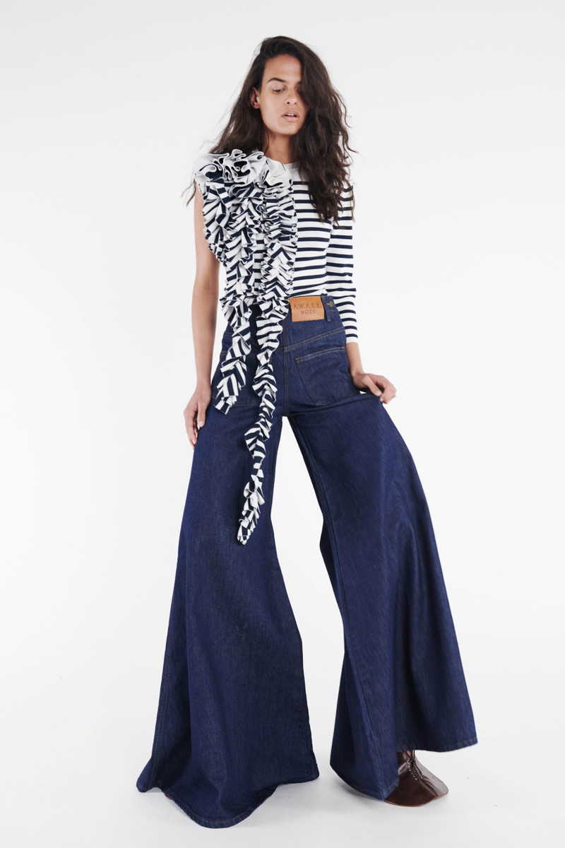 A.W.A.K.E. MODE SUPER WIDE LEG MIRROR JEANS INDIGO RINSE WASH outlook
