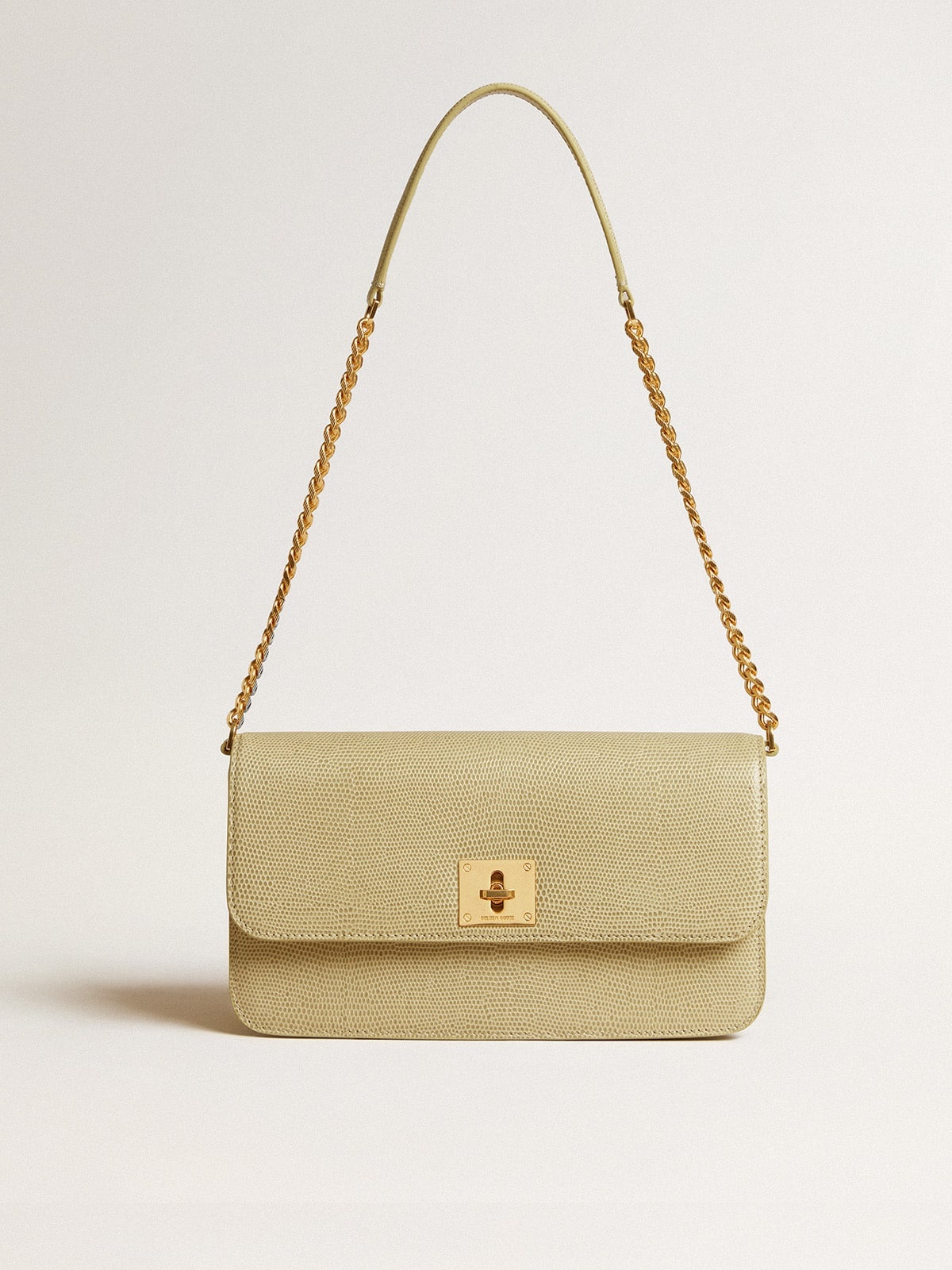 Gioia Bag in mineral-gray sheepskin leather with gold details - 5