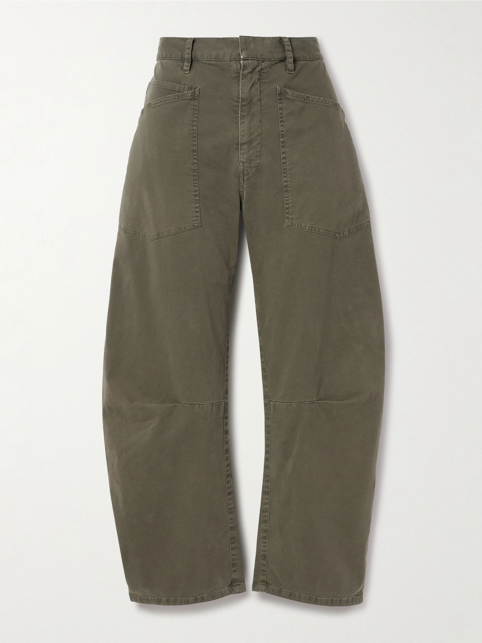 Shon pleated cotton-blend twill tapered pants Army green - 1